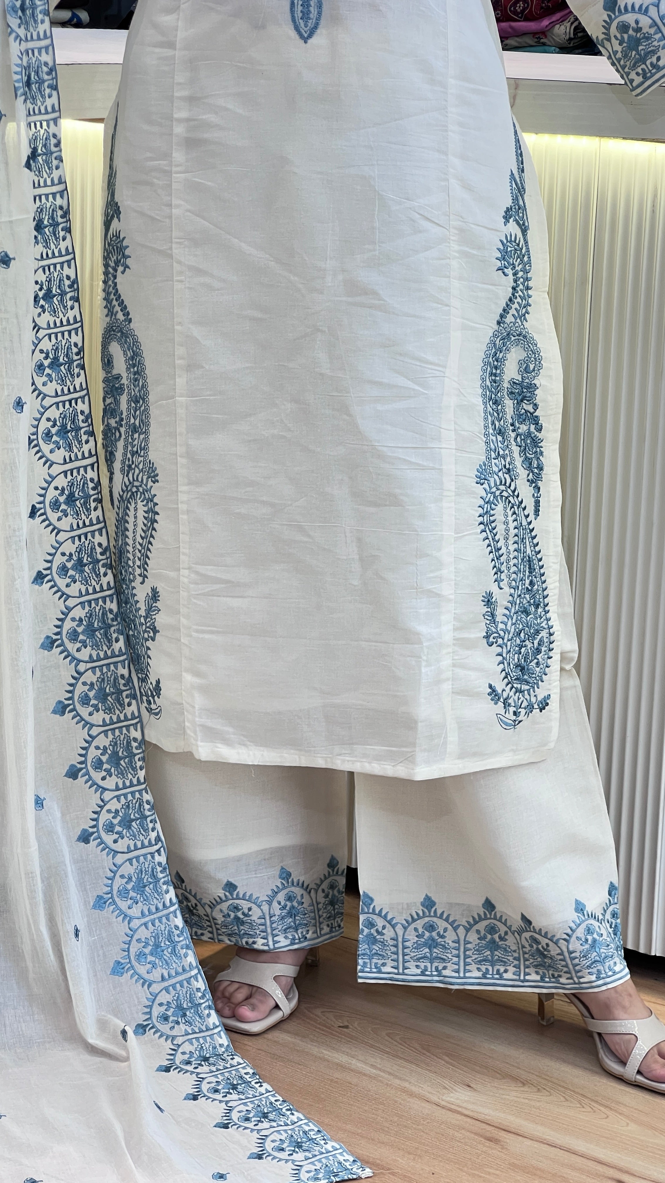 Premium cotton embroidered suit ( ym 62367 )