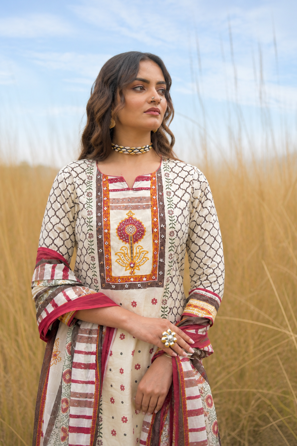 Soft cotton printed suit ( gj 8967 )