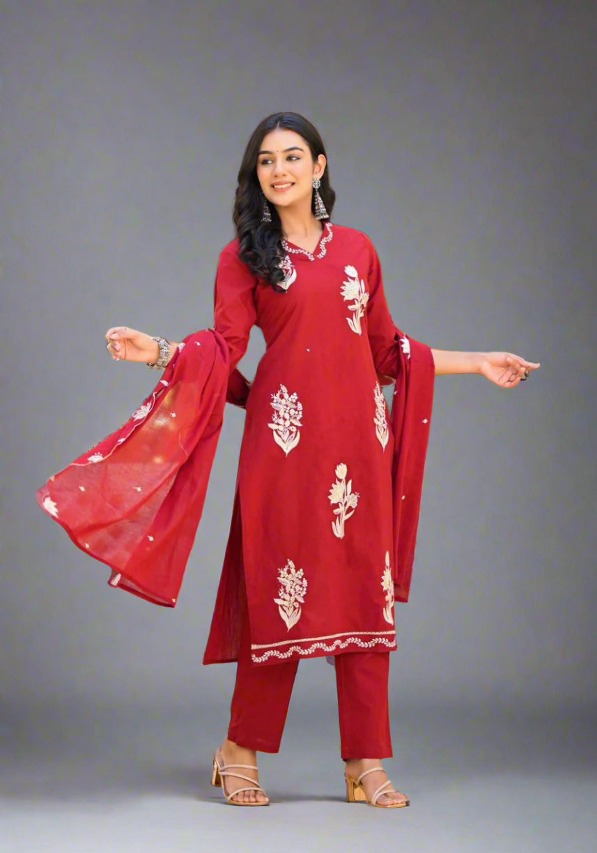 Acine embroidered cotton suit