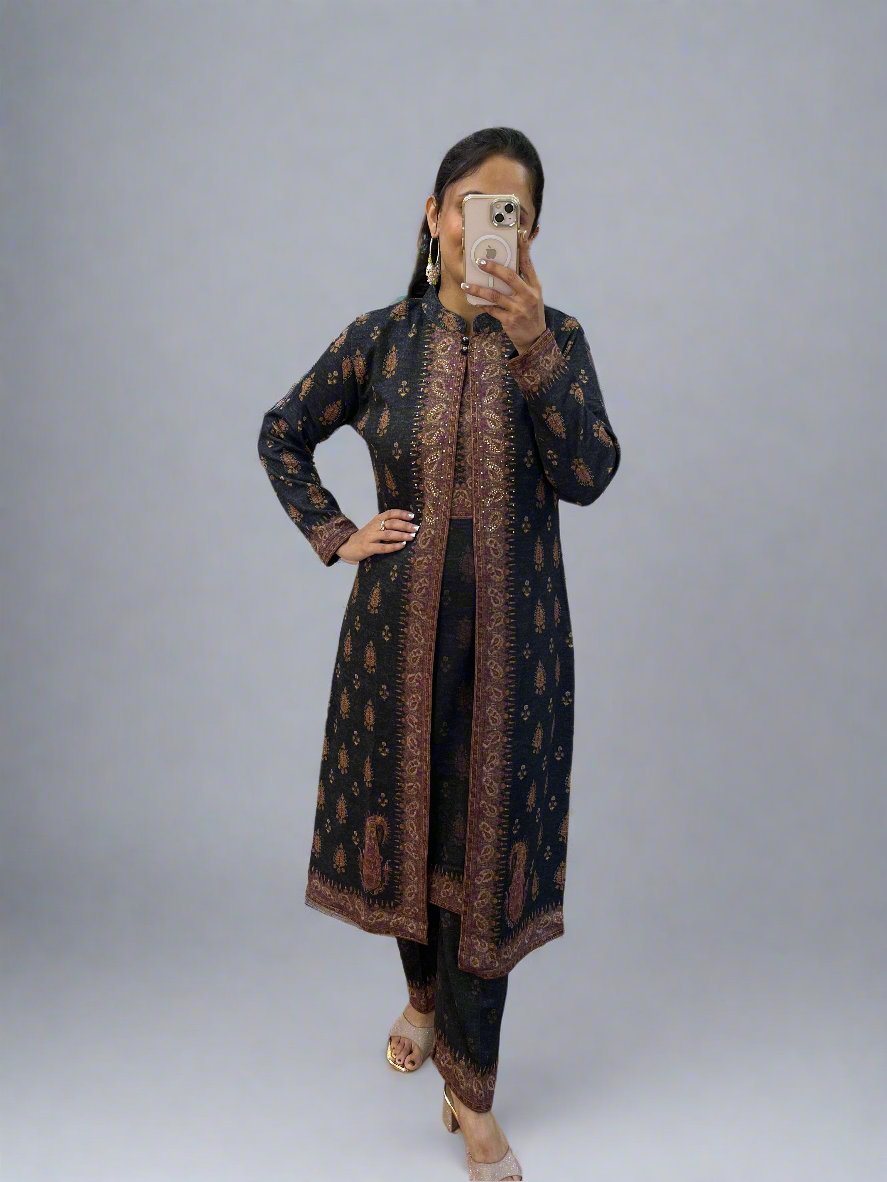 Adhavya Woolen shrug suit