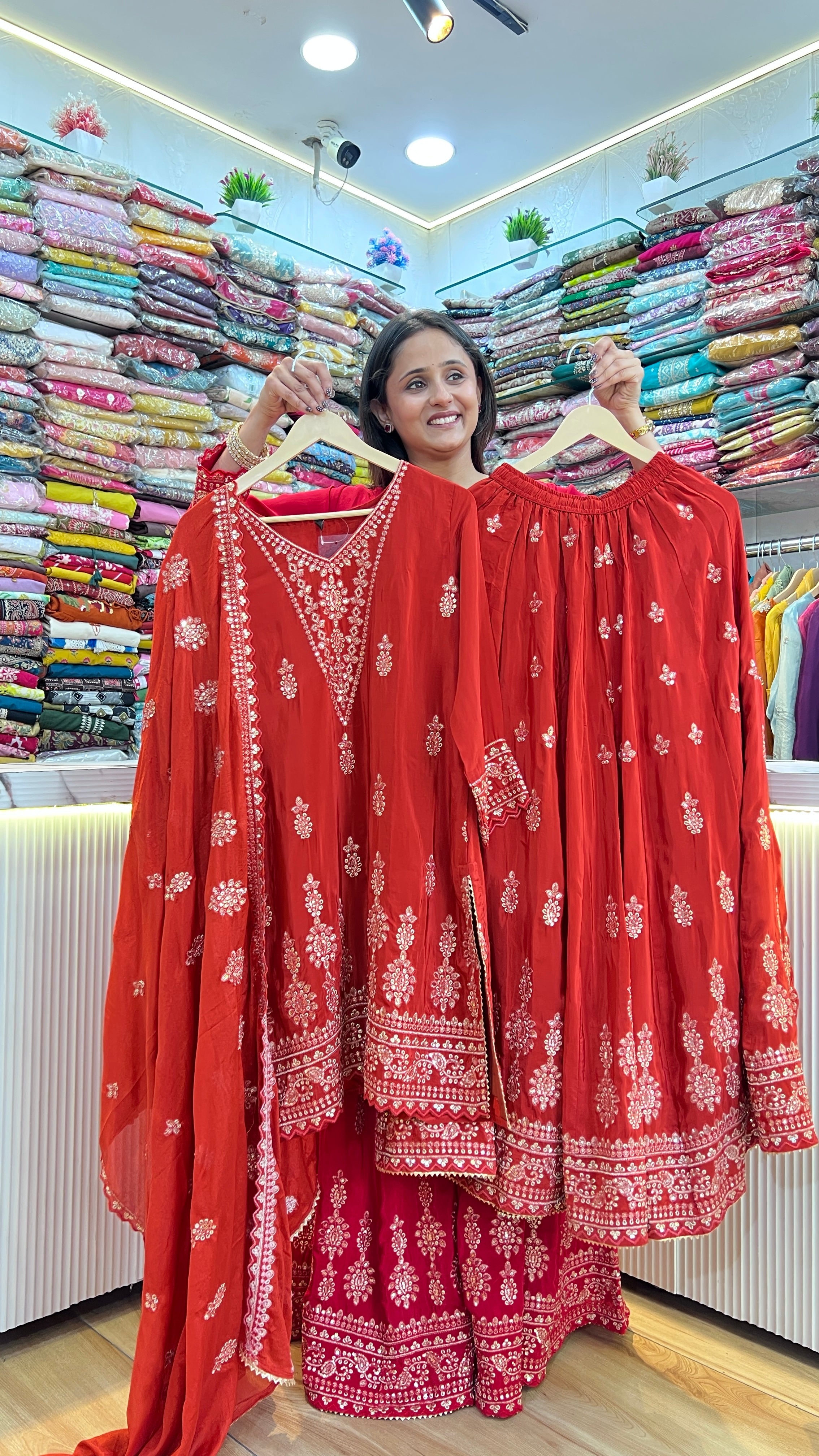 Pure crape all embroidered karva suit ( tls 17067 )