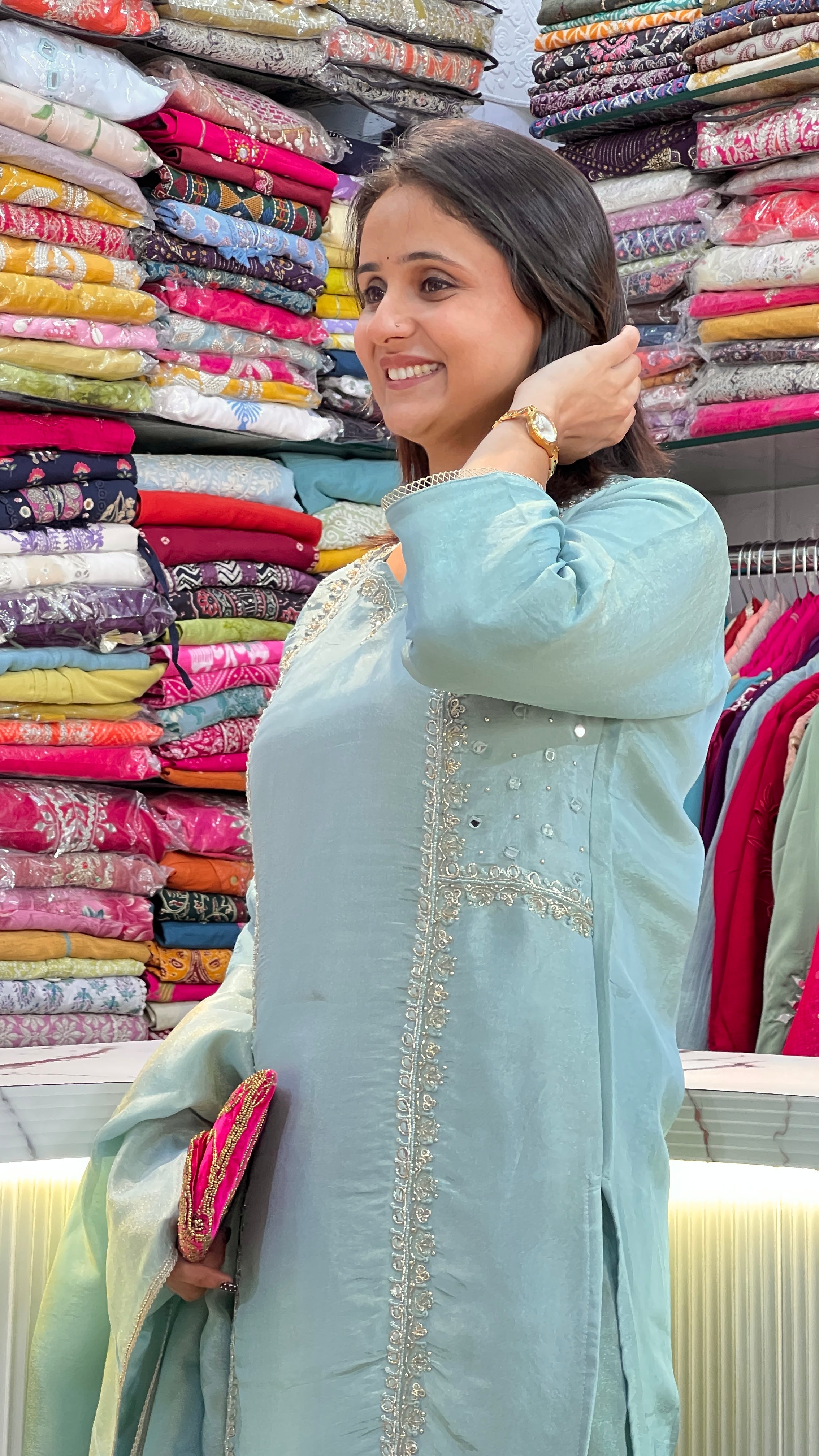 Hand embroidered tissue suit ( ym 65667 )