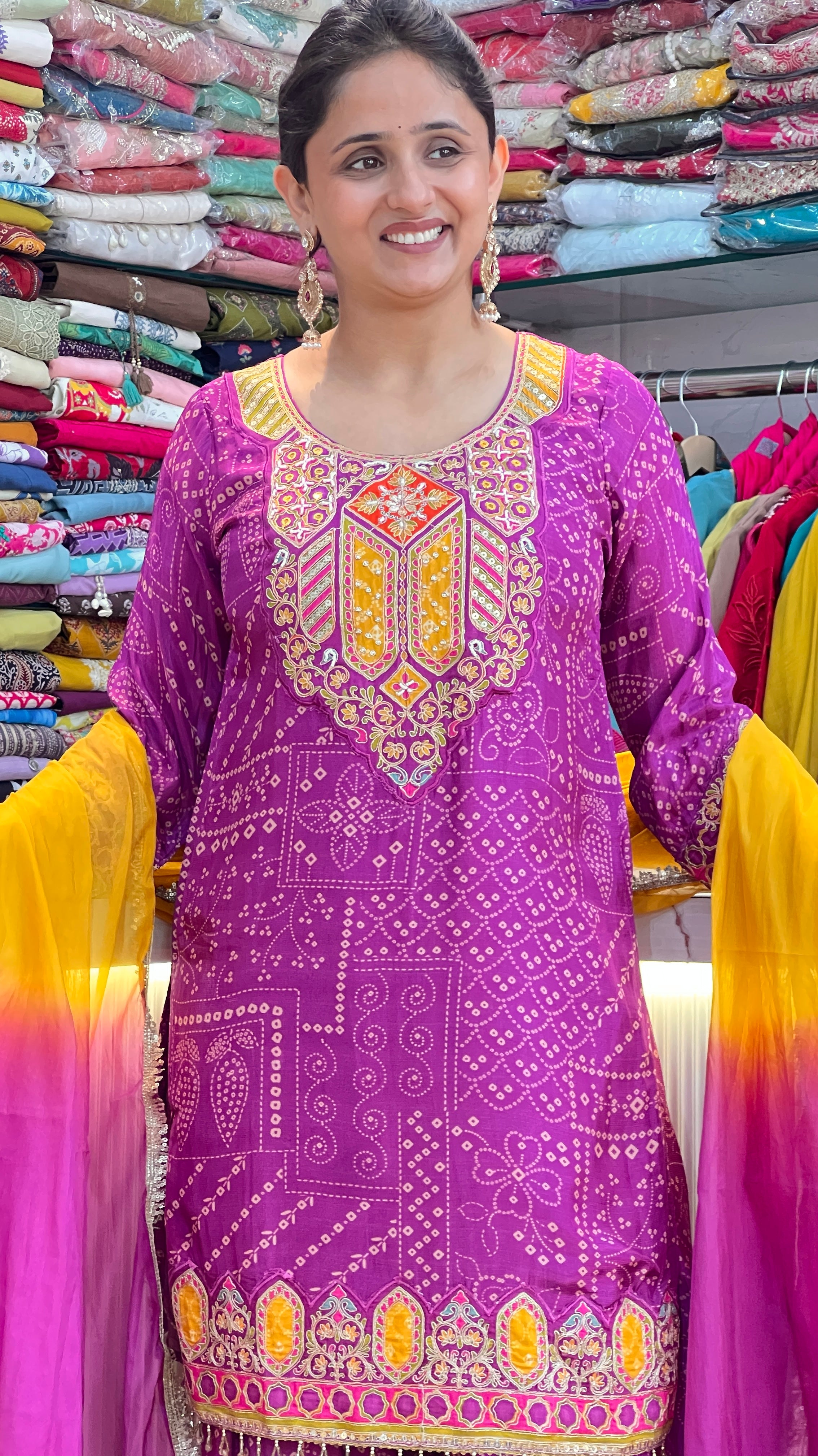 Luxurious Pure Crepe Embroidered Suit with Farshi Salwar ( sdw 2267 )