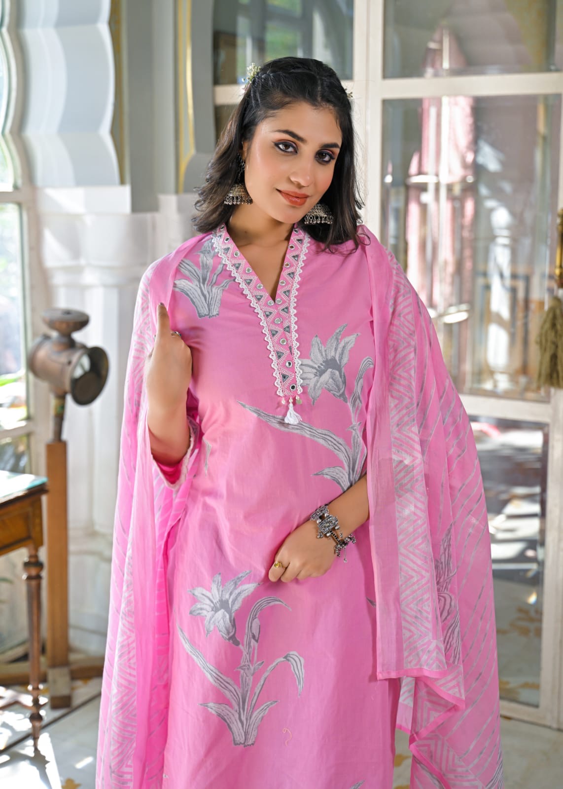 V-neck cotton suit ( gj 7967 )