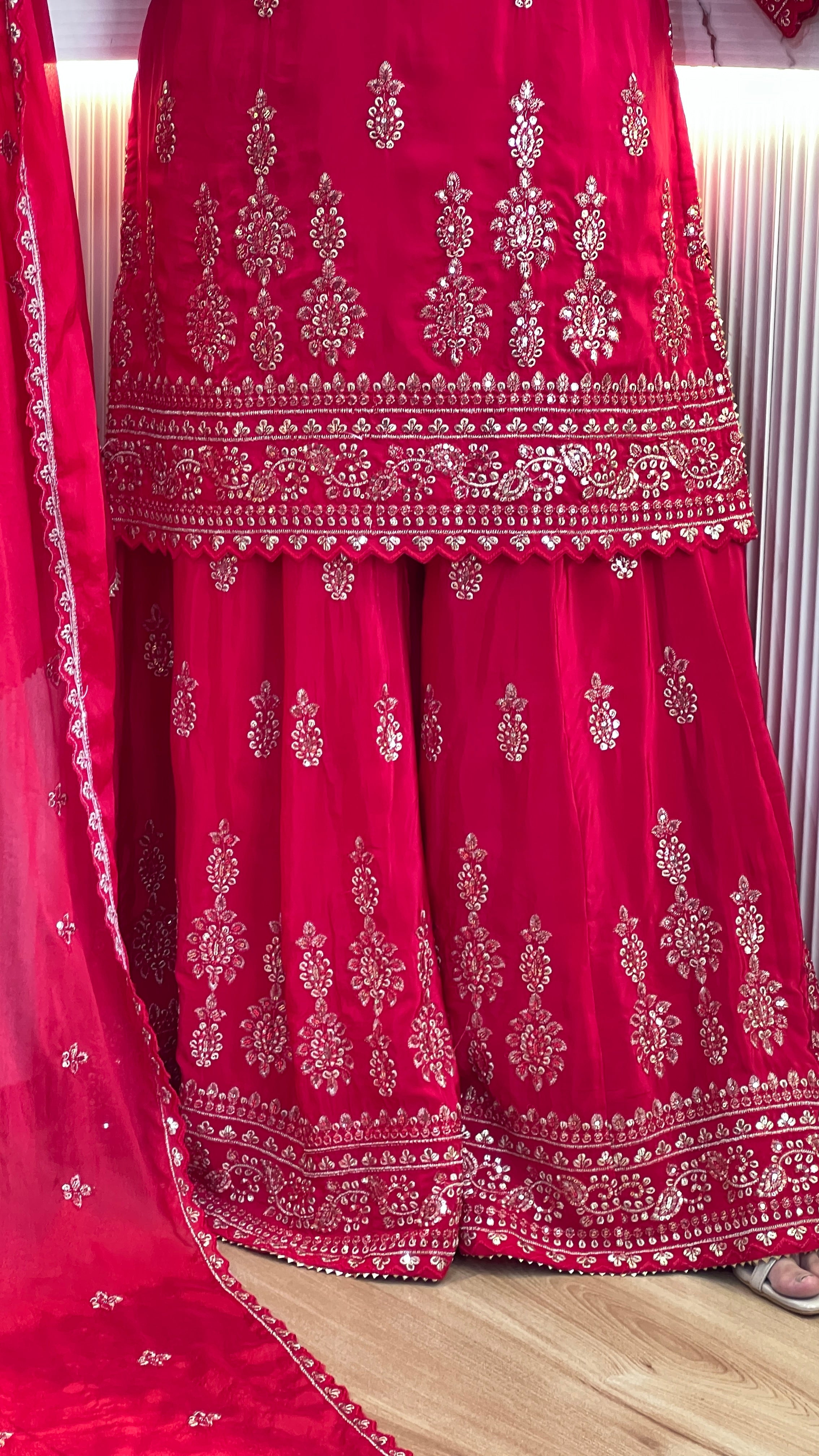 Pure crape all embroidered karva suit ( tls 17067 )