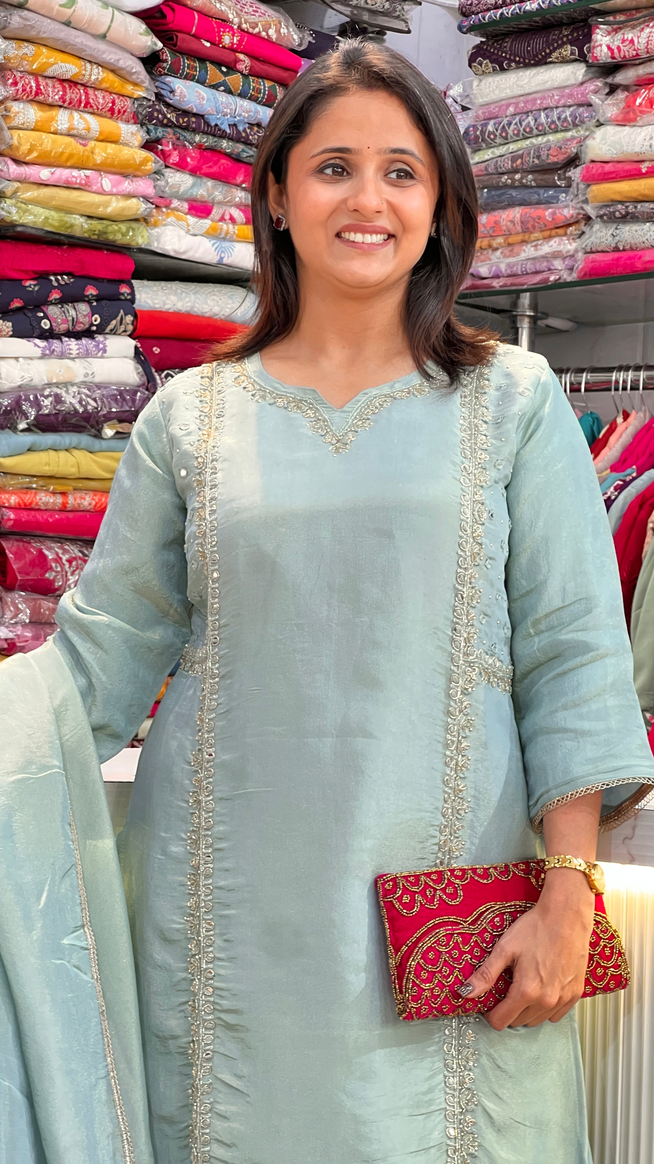Hand embroidered tissue suit ( ym 65667 )
