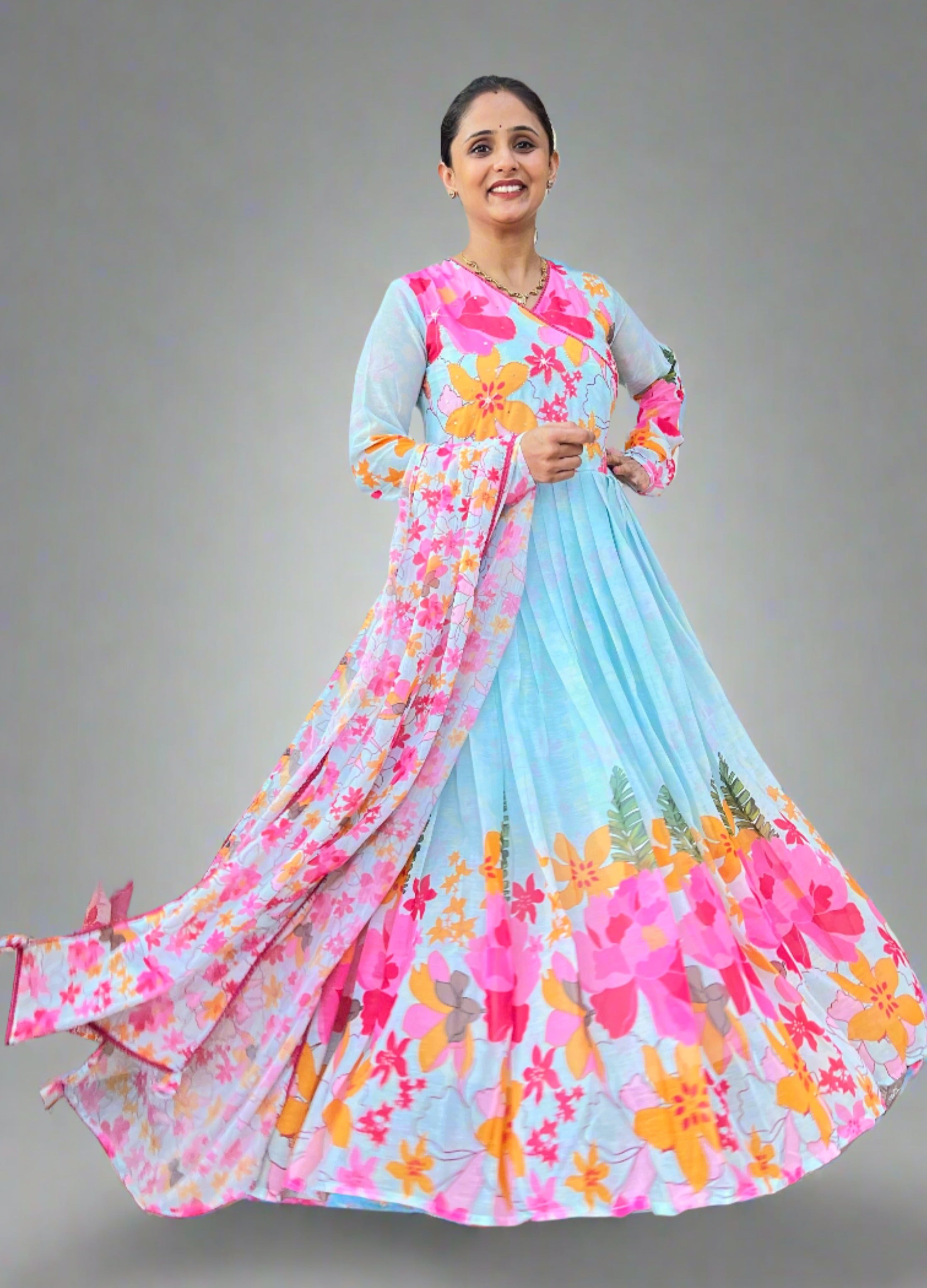 Pure chiffon Anarkali suit