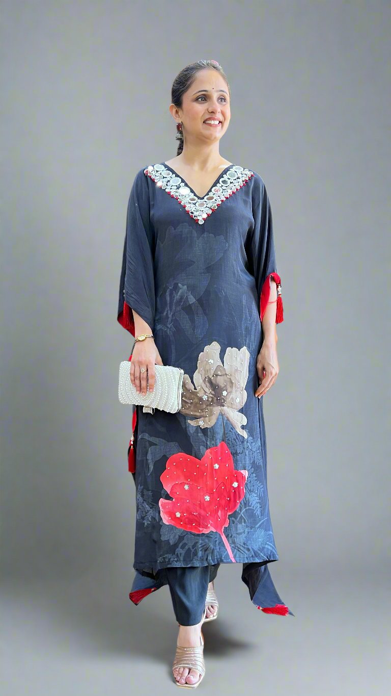 Pure natural crepe kaftan