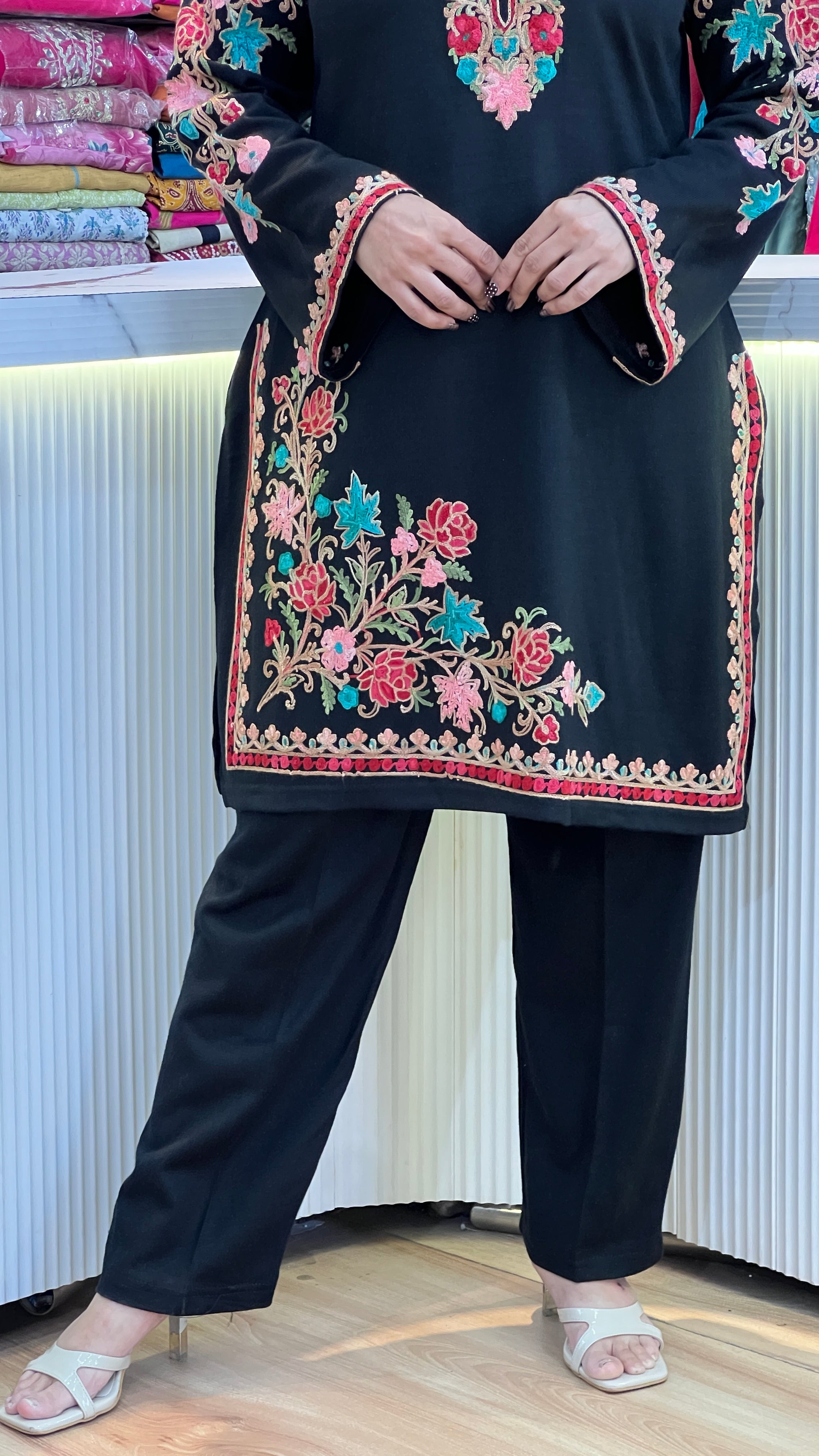 Pure Daffodil Kashmiri Co-Ord Set ( rs pink f0017 )