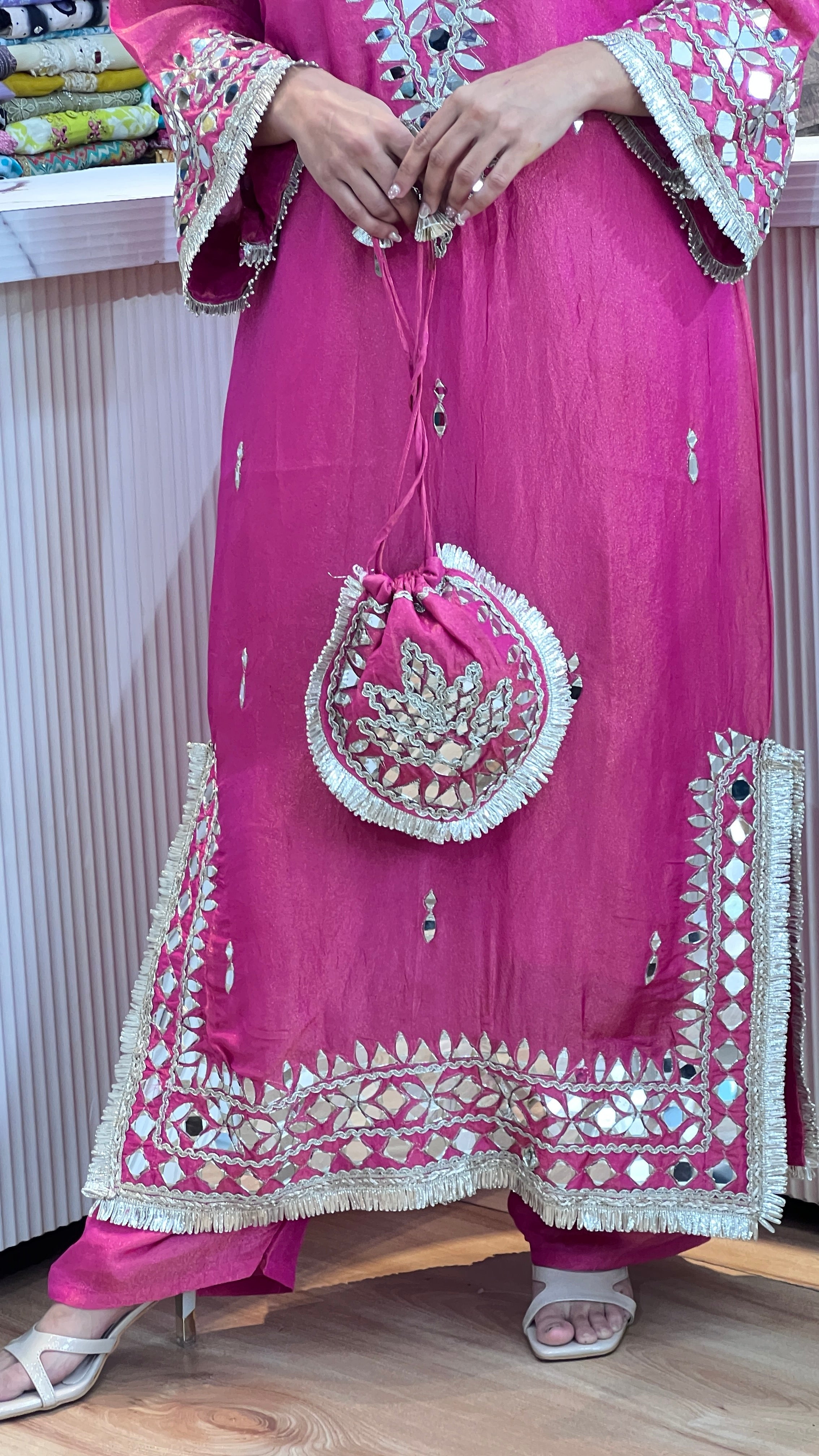 Mirror Work shimmer tissue Phiran without dupatta ( tls 16667 )