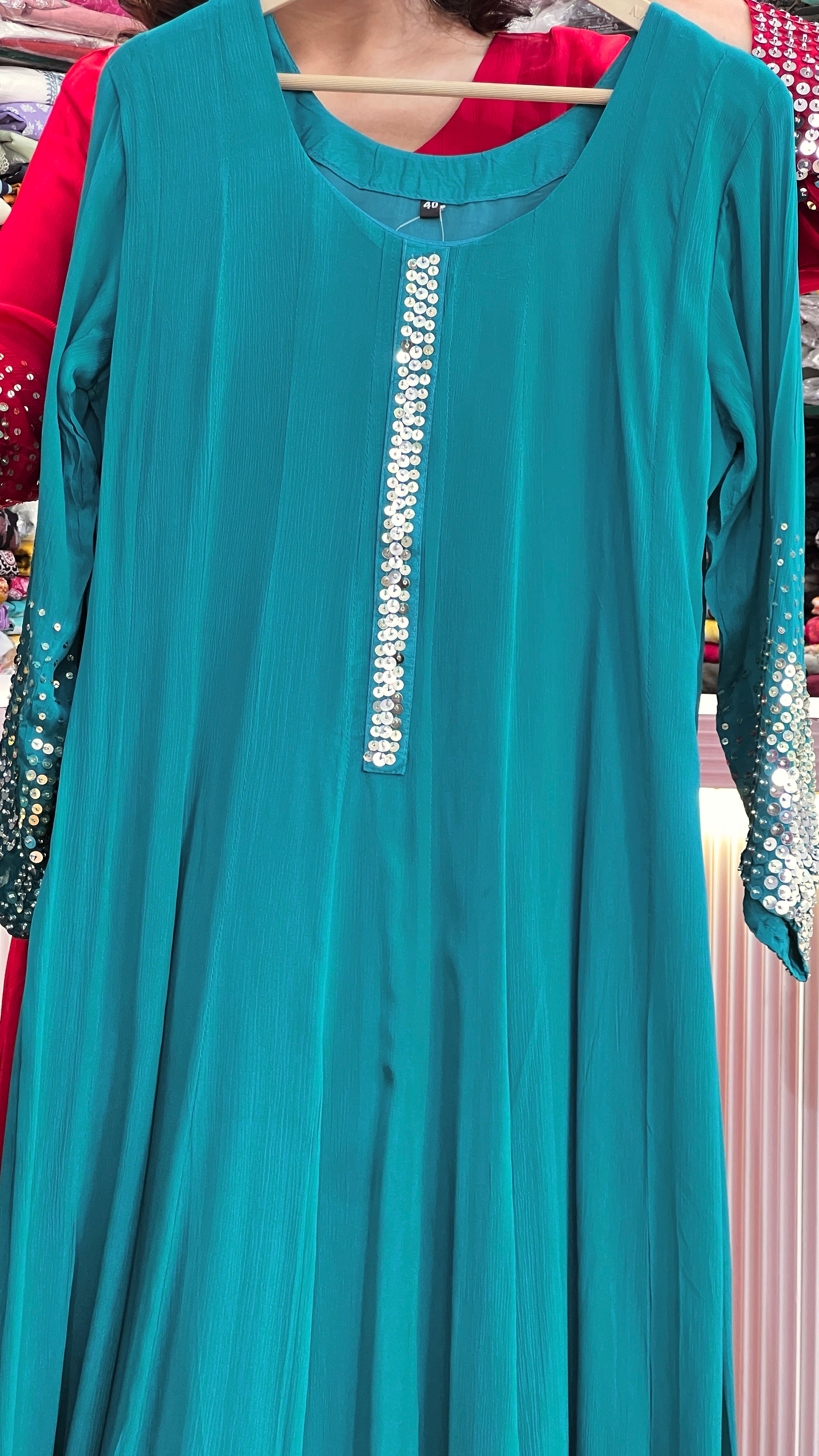 Pure viscose chinon anarkali suit ( si 10467 )