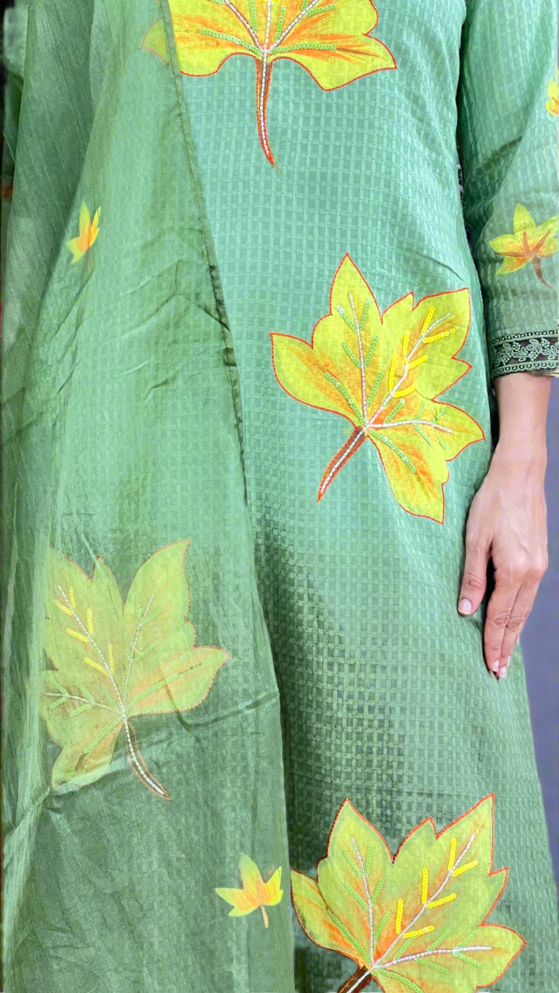 Pure cotton suit ( leaf printed )