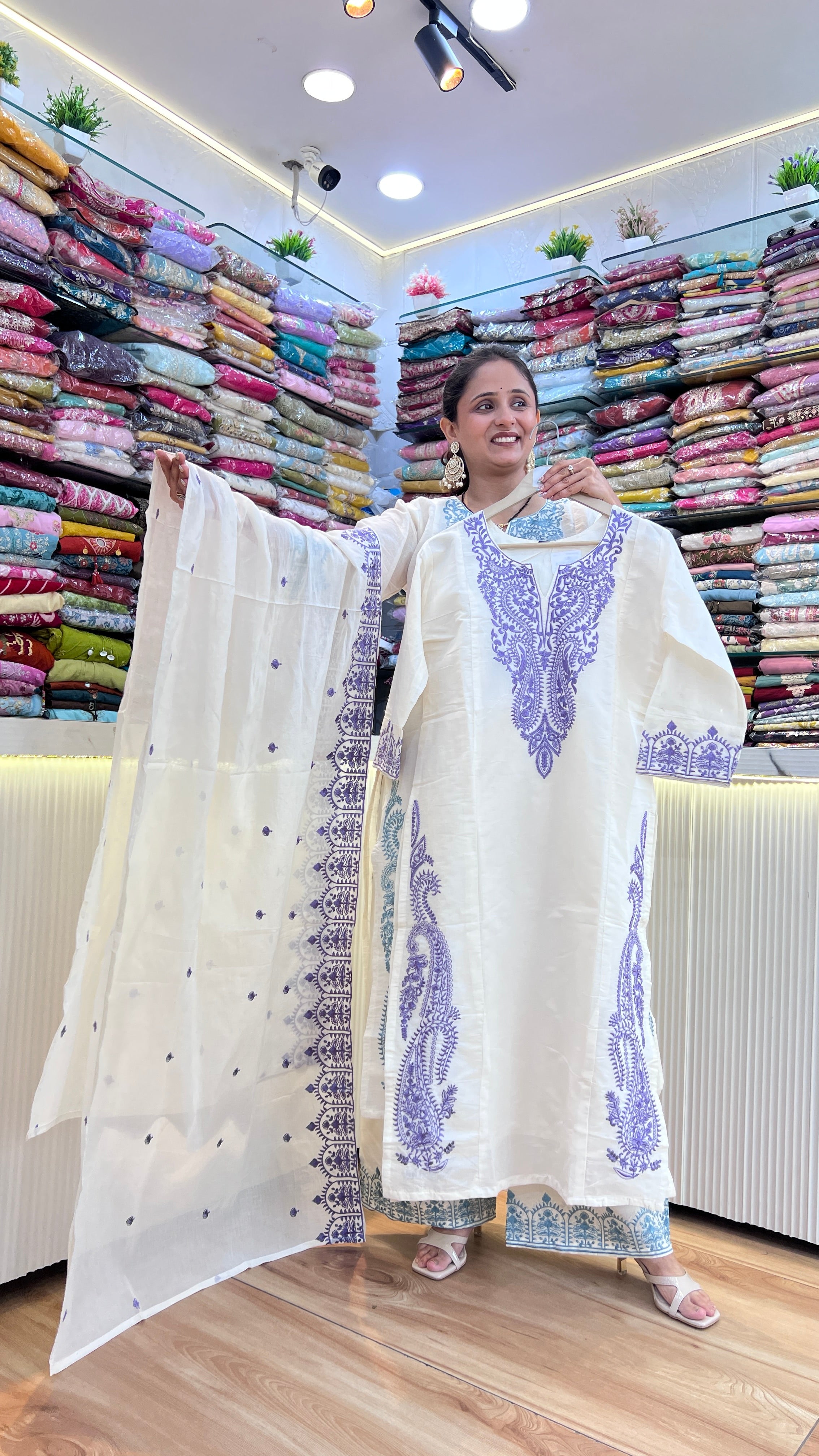 Premium cotton embroidered suit ( ym 62367 )