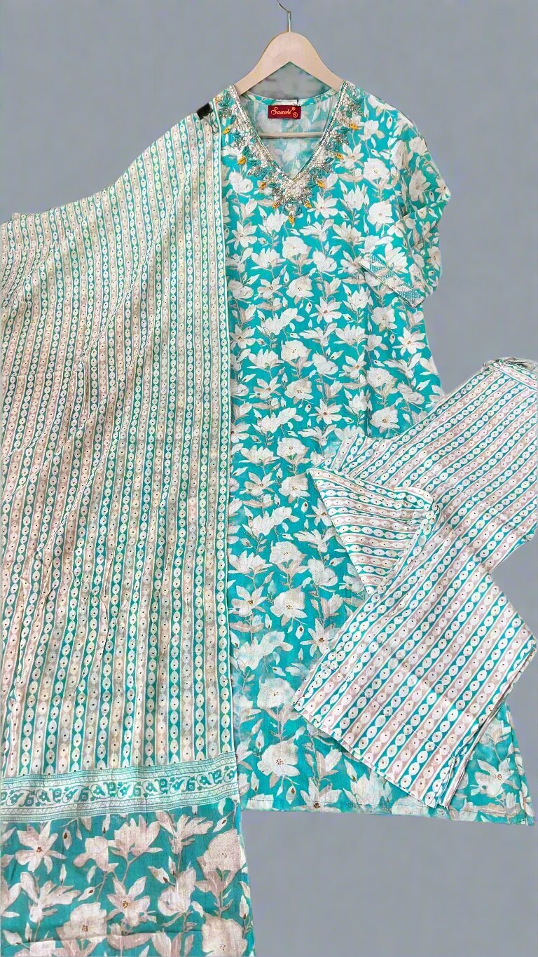 Akra v neck pure cotton suit