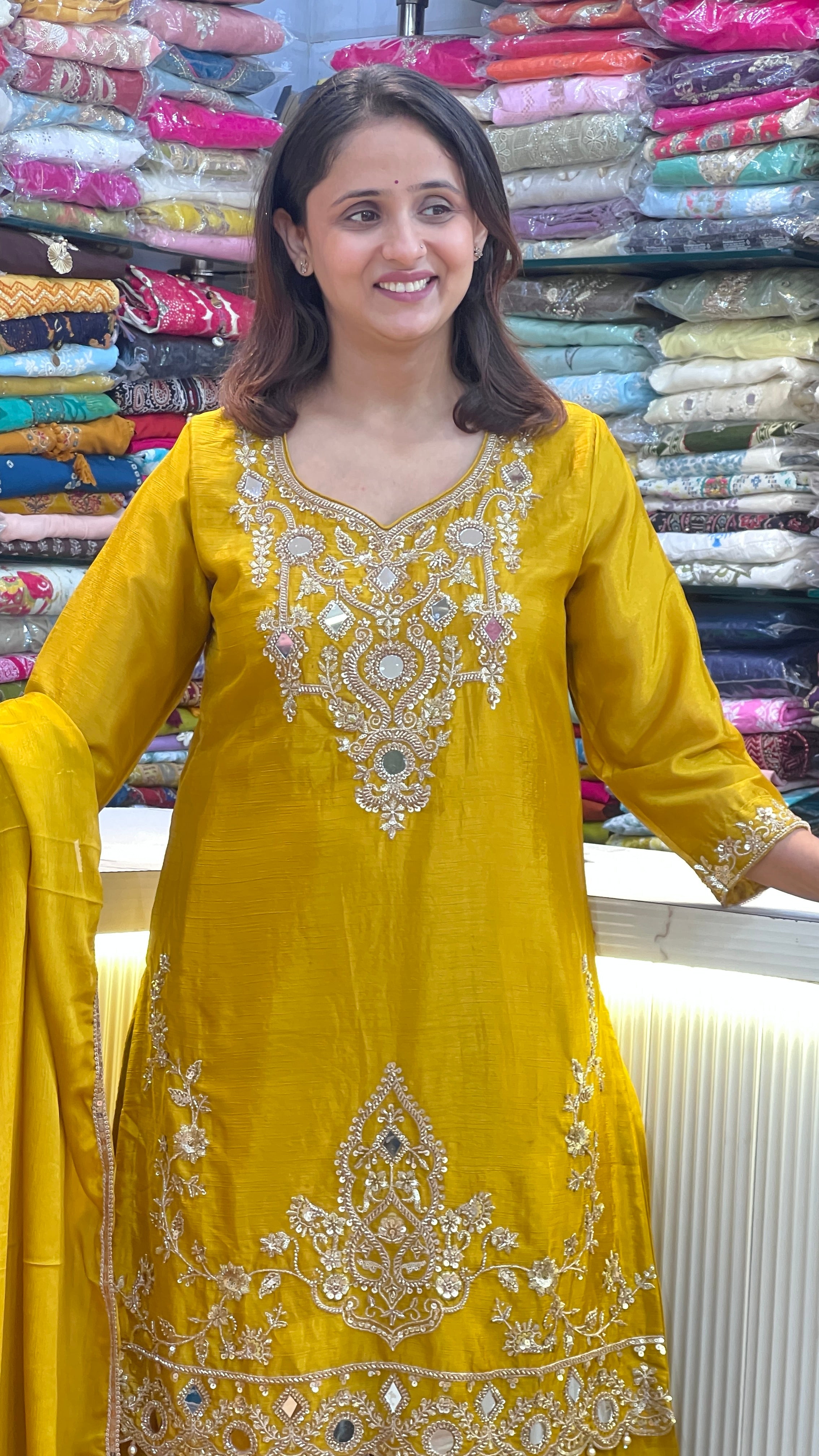 Chinon silk hand work suit ( ym 63967 )