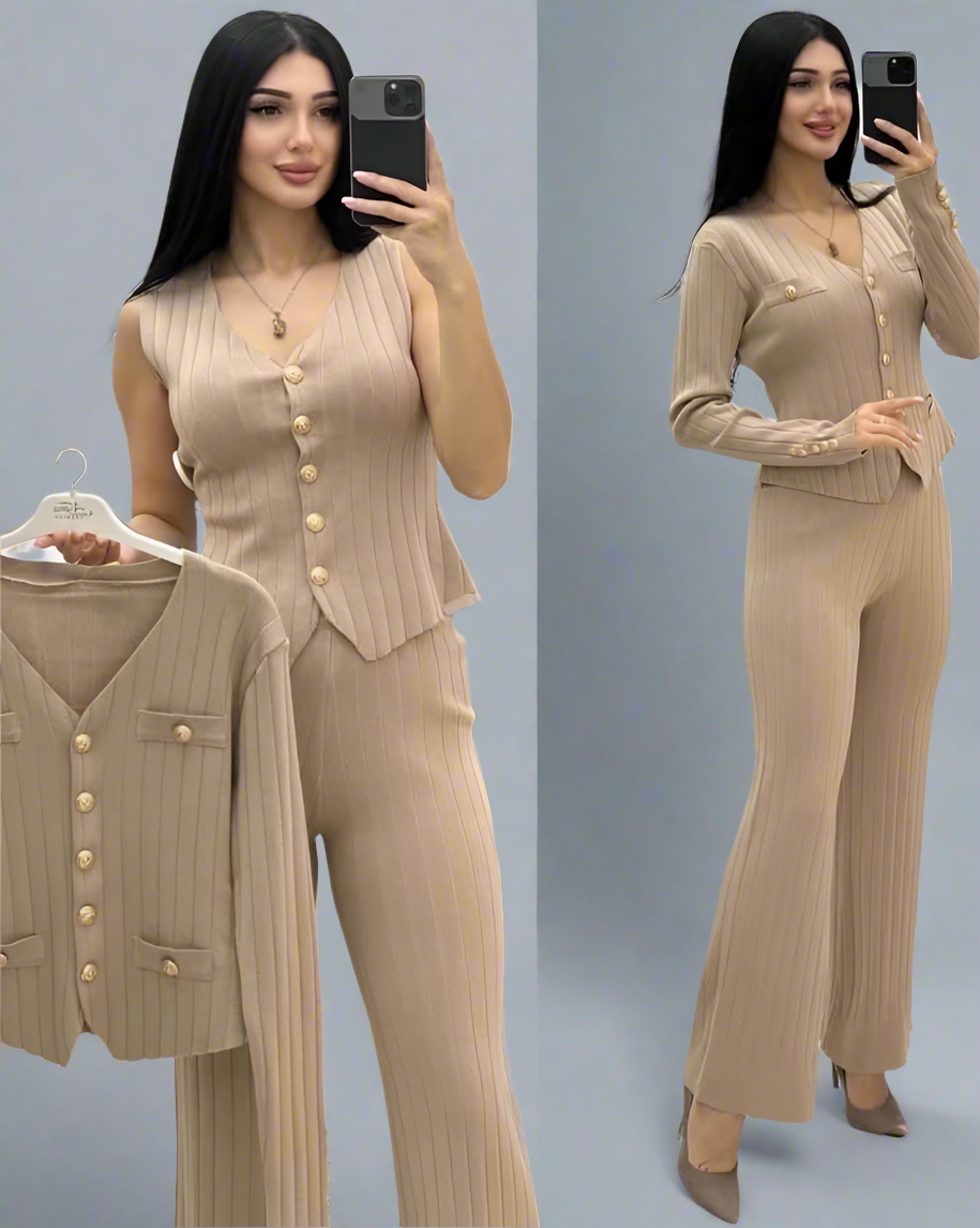 Three piece woolen cord set