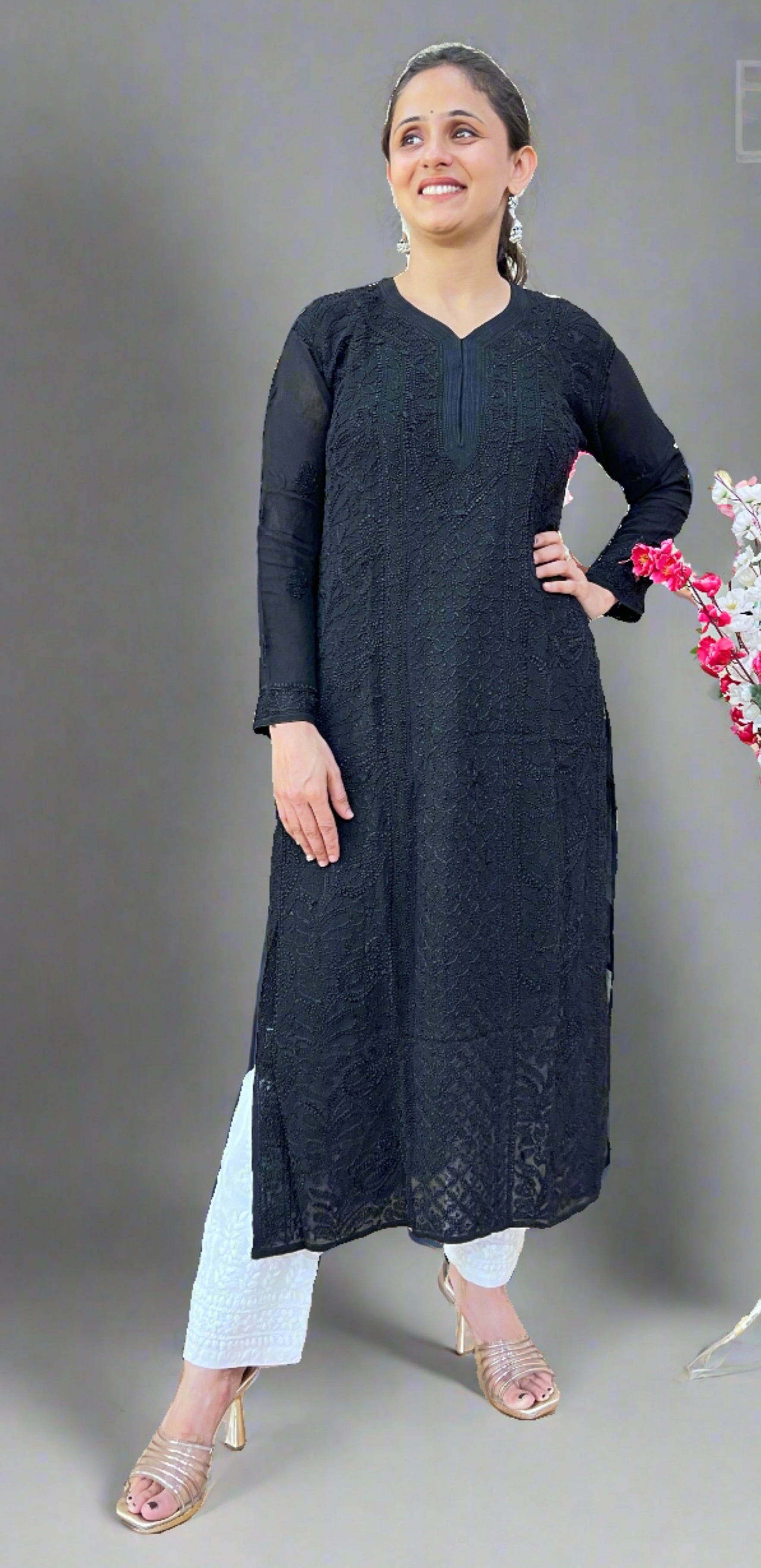 Pure viscose lakhnavi kurta with inner