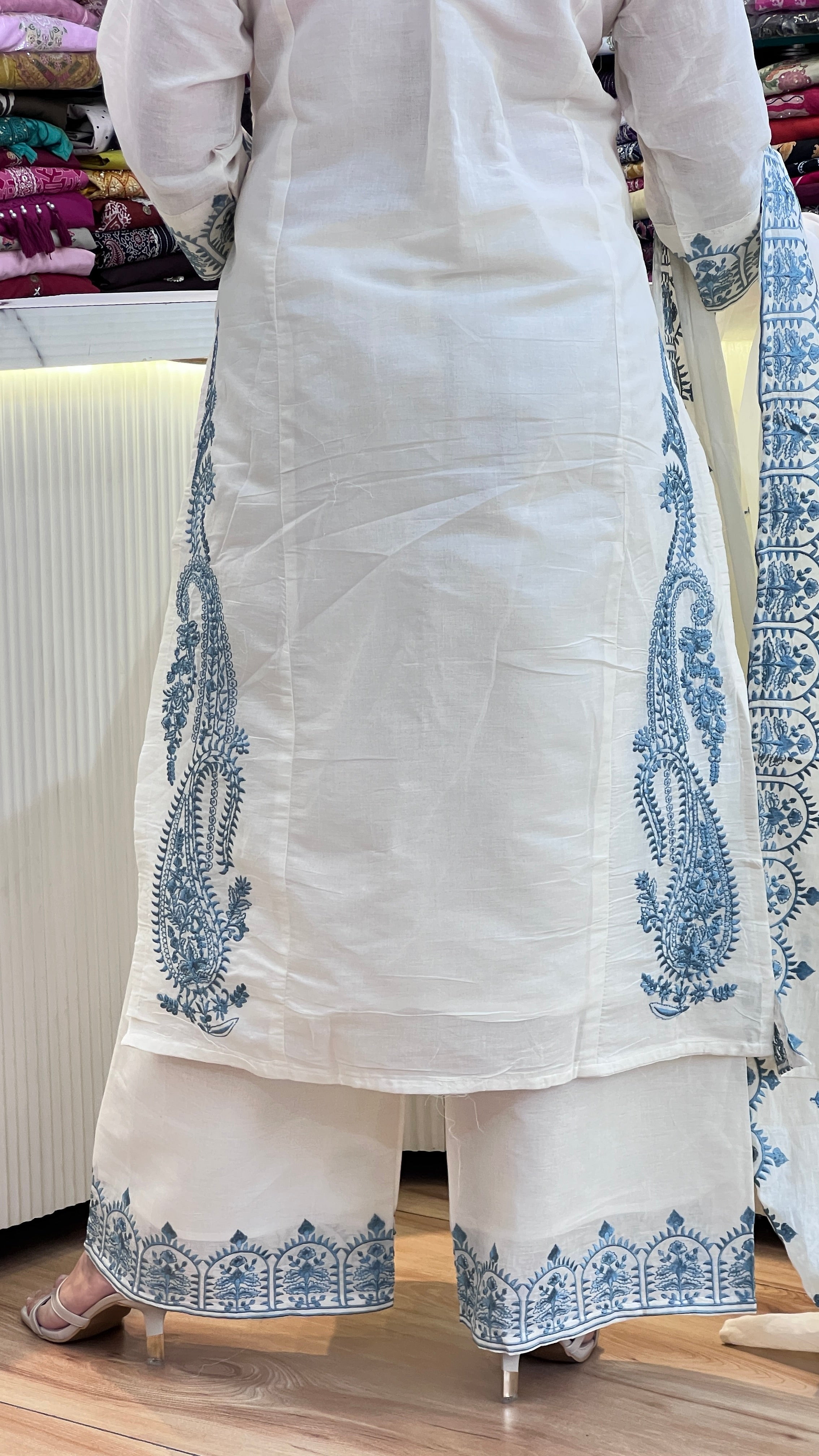 Premium cotton embroidered suit ( ym 62367 )