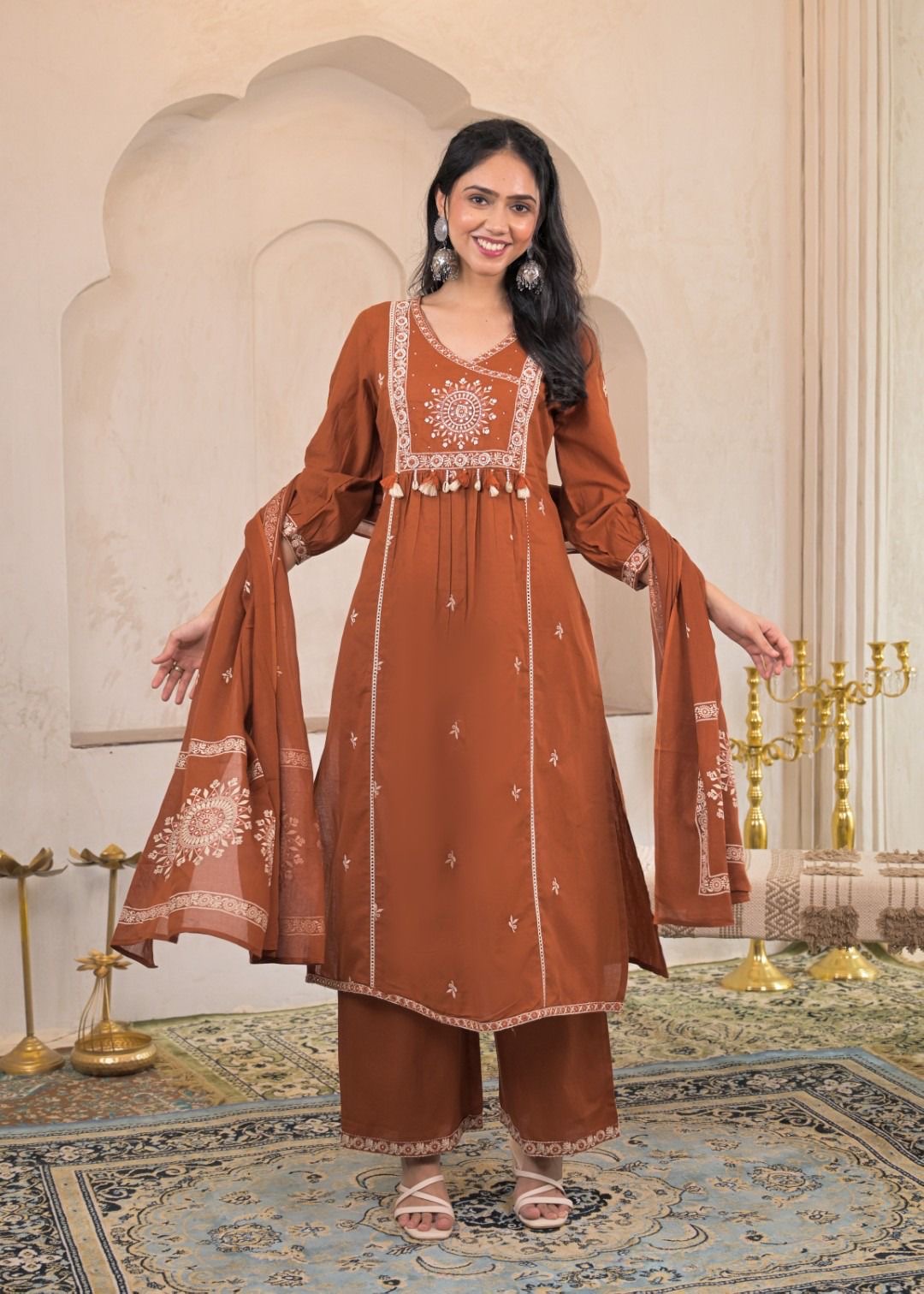 Embroidered cotton suit