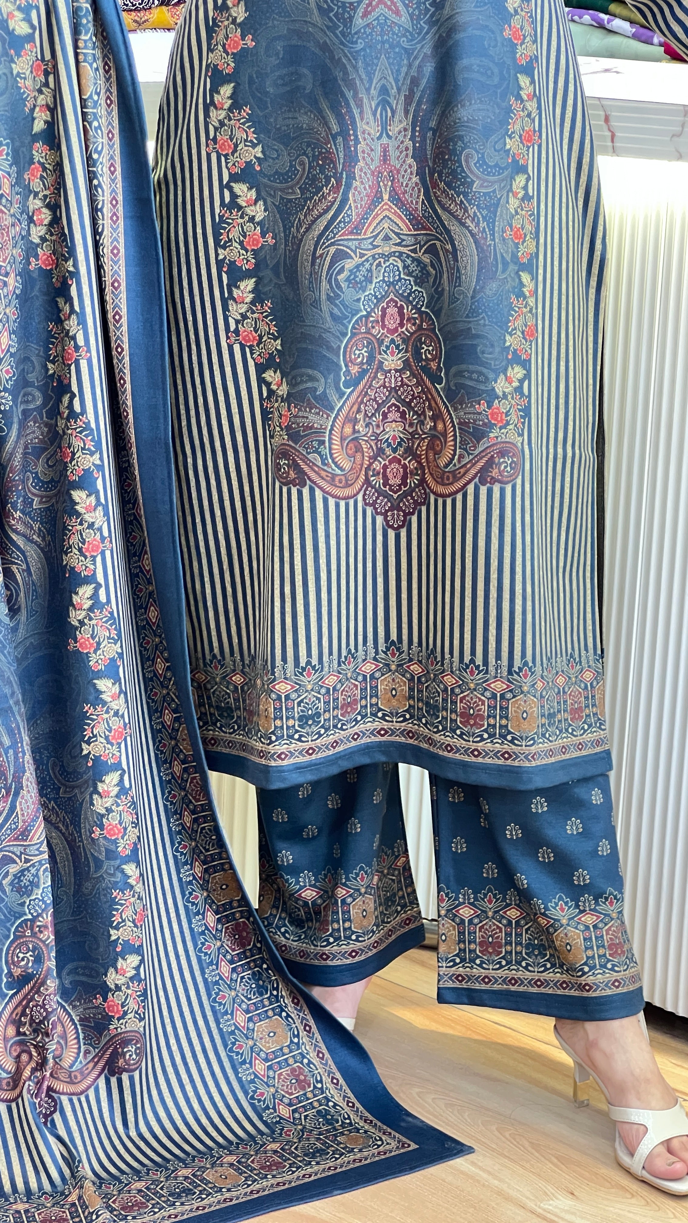 Premium Blue Woolen Suit Set ( miss 986 )