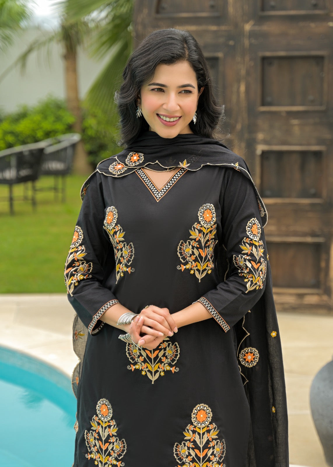 Embroidered farshi salwar suit