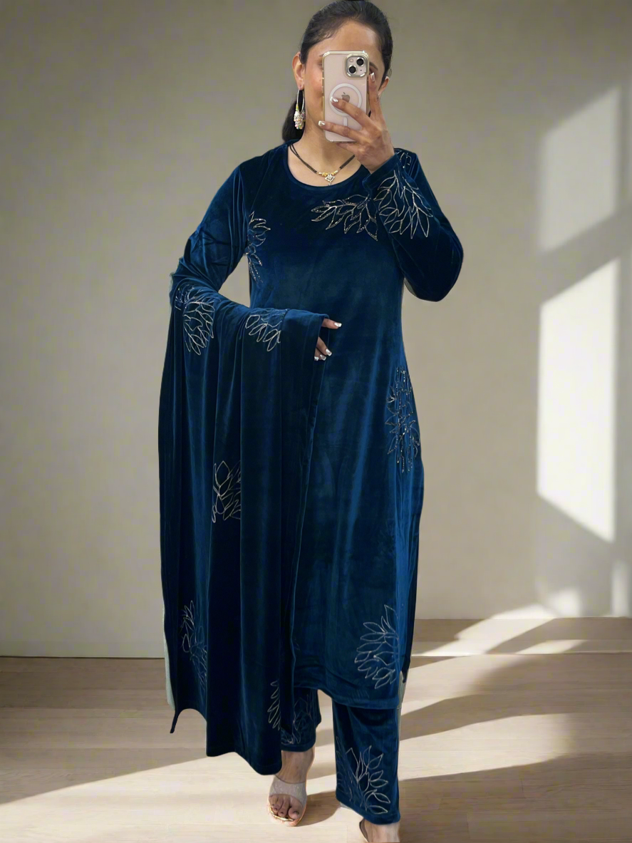 Adhya soft velvet suit