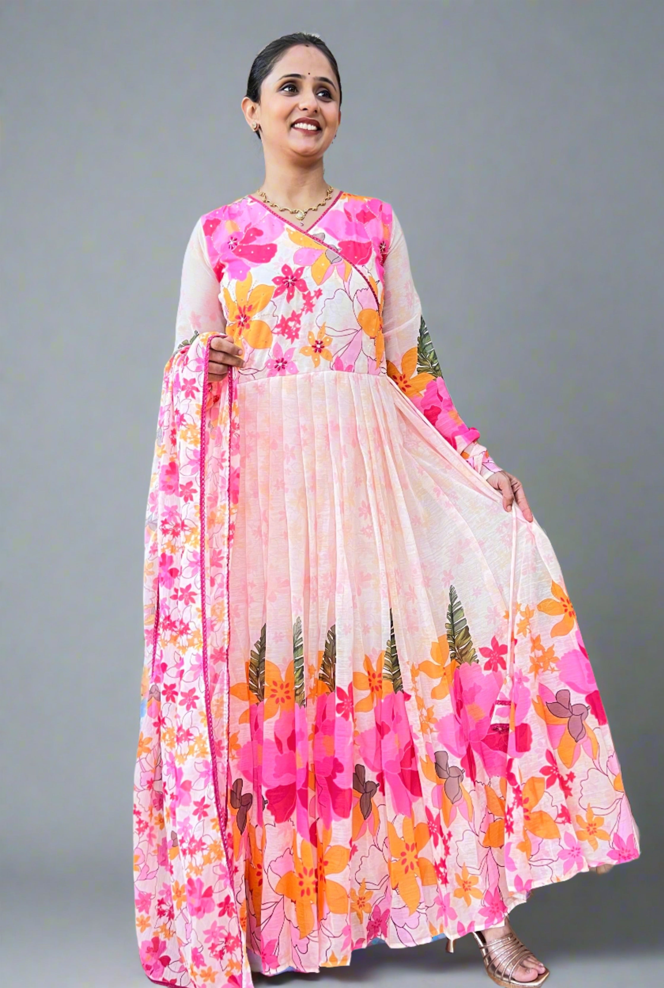 Pure chiffon Anarkali suit