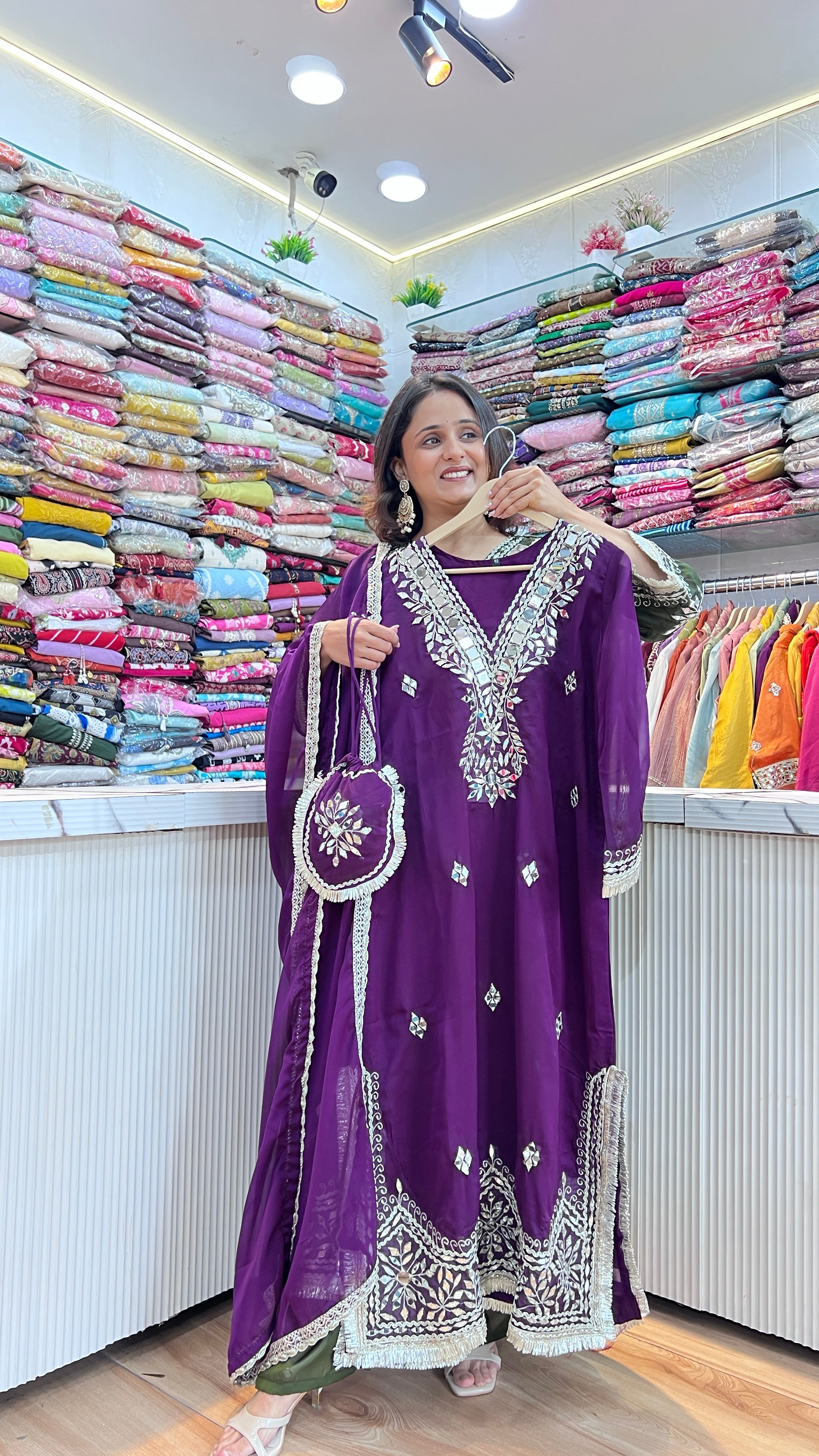 Mirror work organza phiran suit ( tls 16567 )