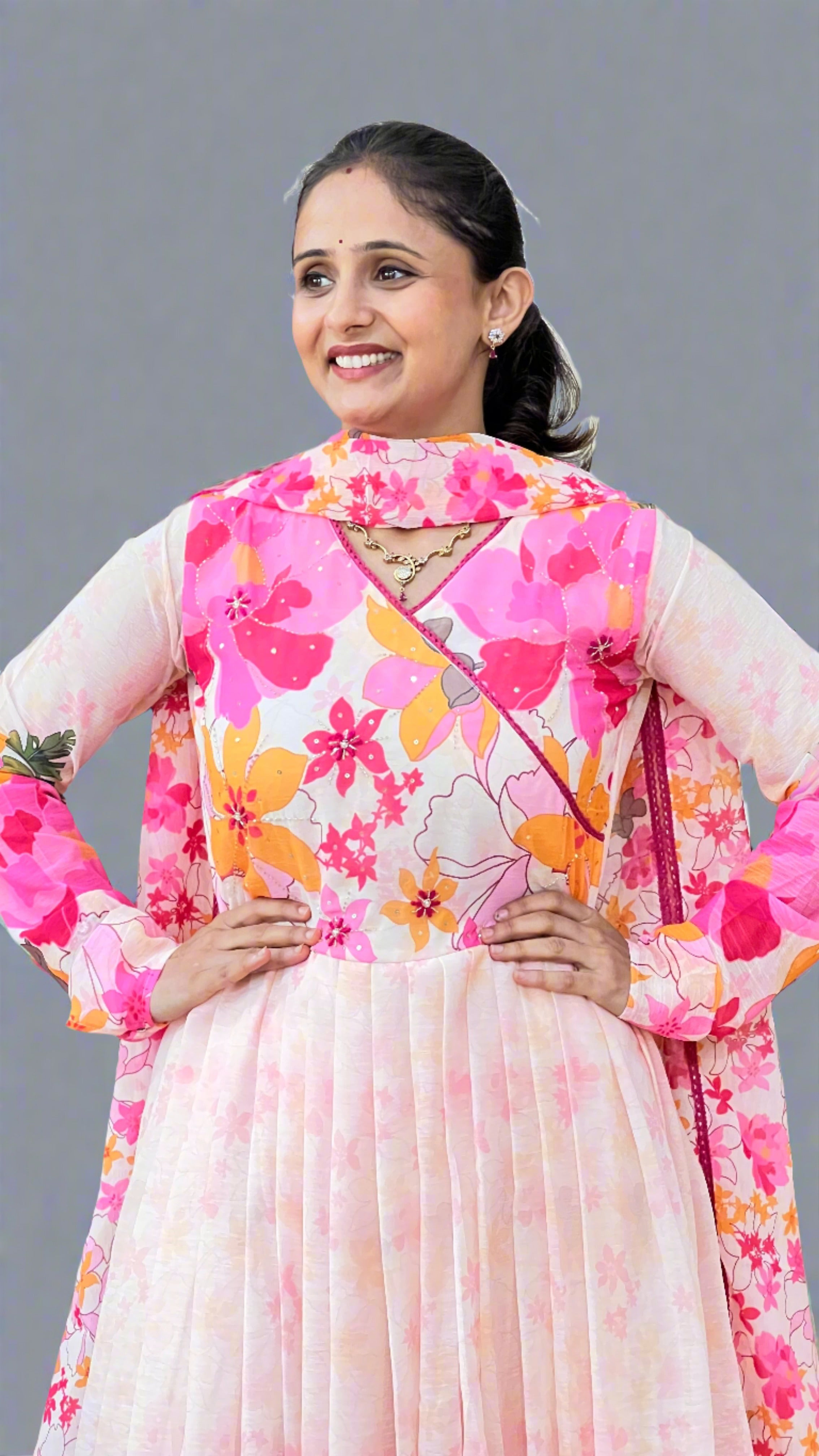 Pure chiffon Anarkali suit