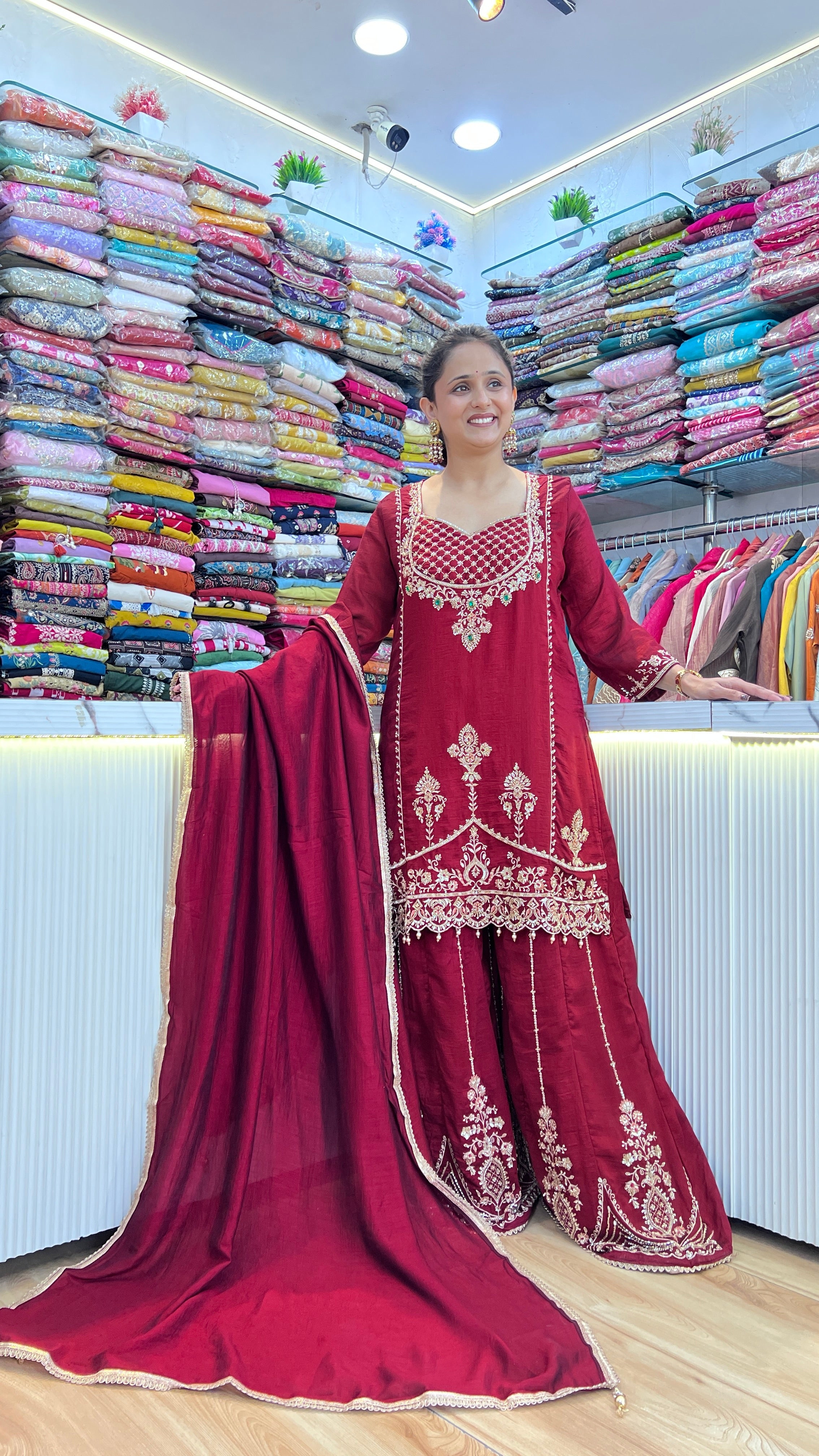 Premium silk all embroidered suit ( tj 31267 )