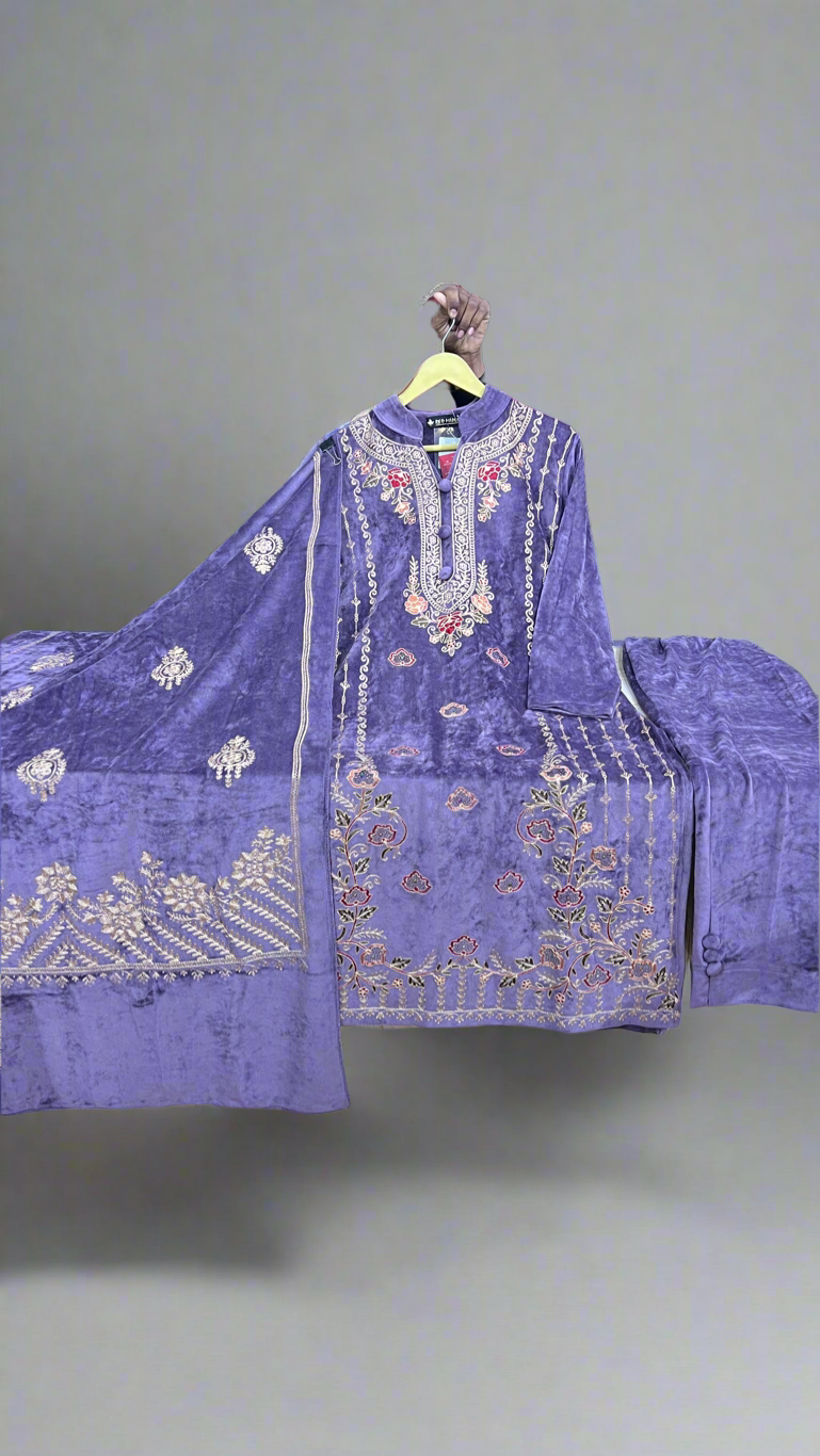 anma velvet embroidered suit