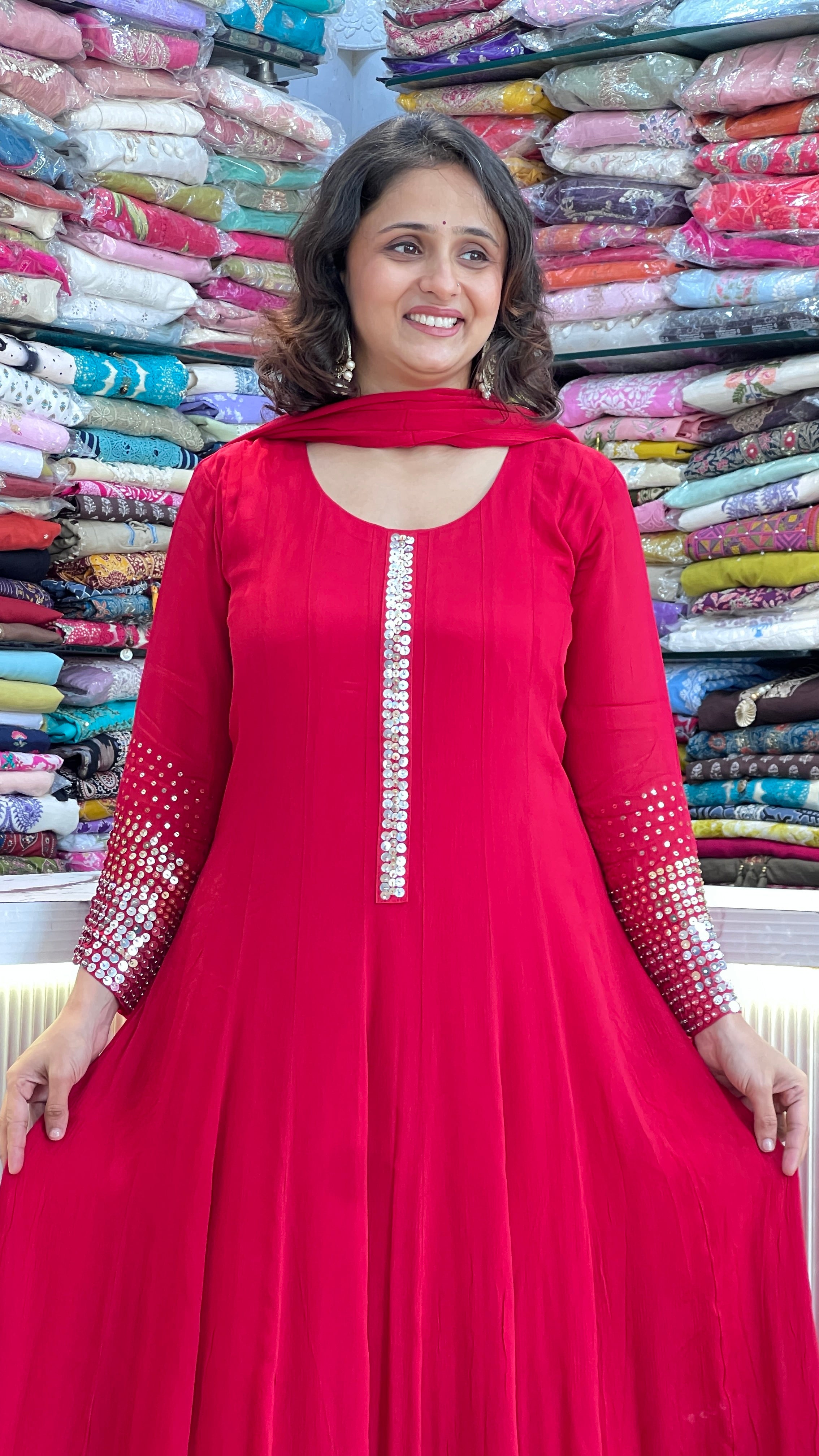 Pure viscose chinon anarkali suit ( si 10467 )