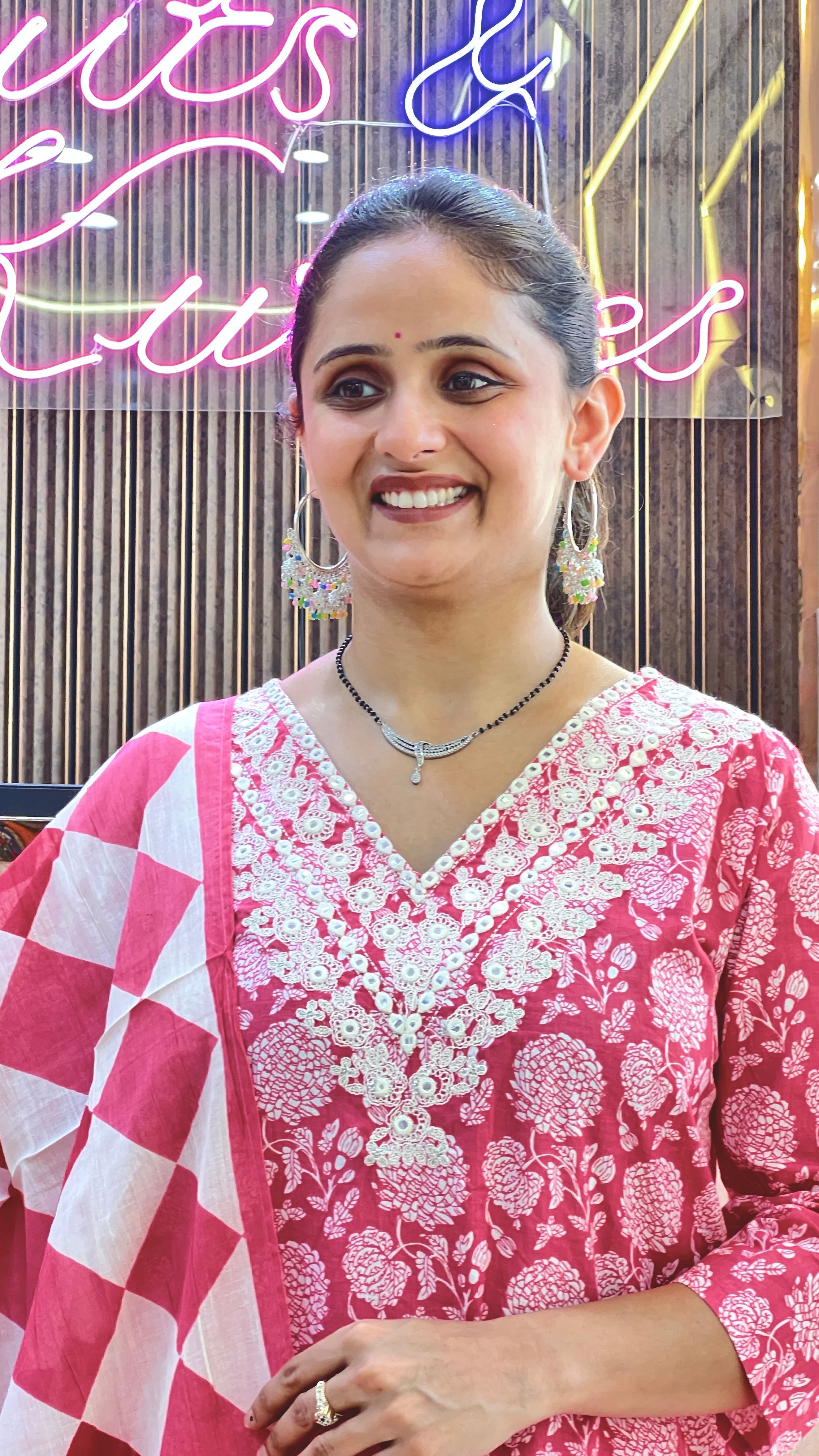 Printed Cotton Embroidered Suit