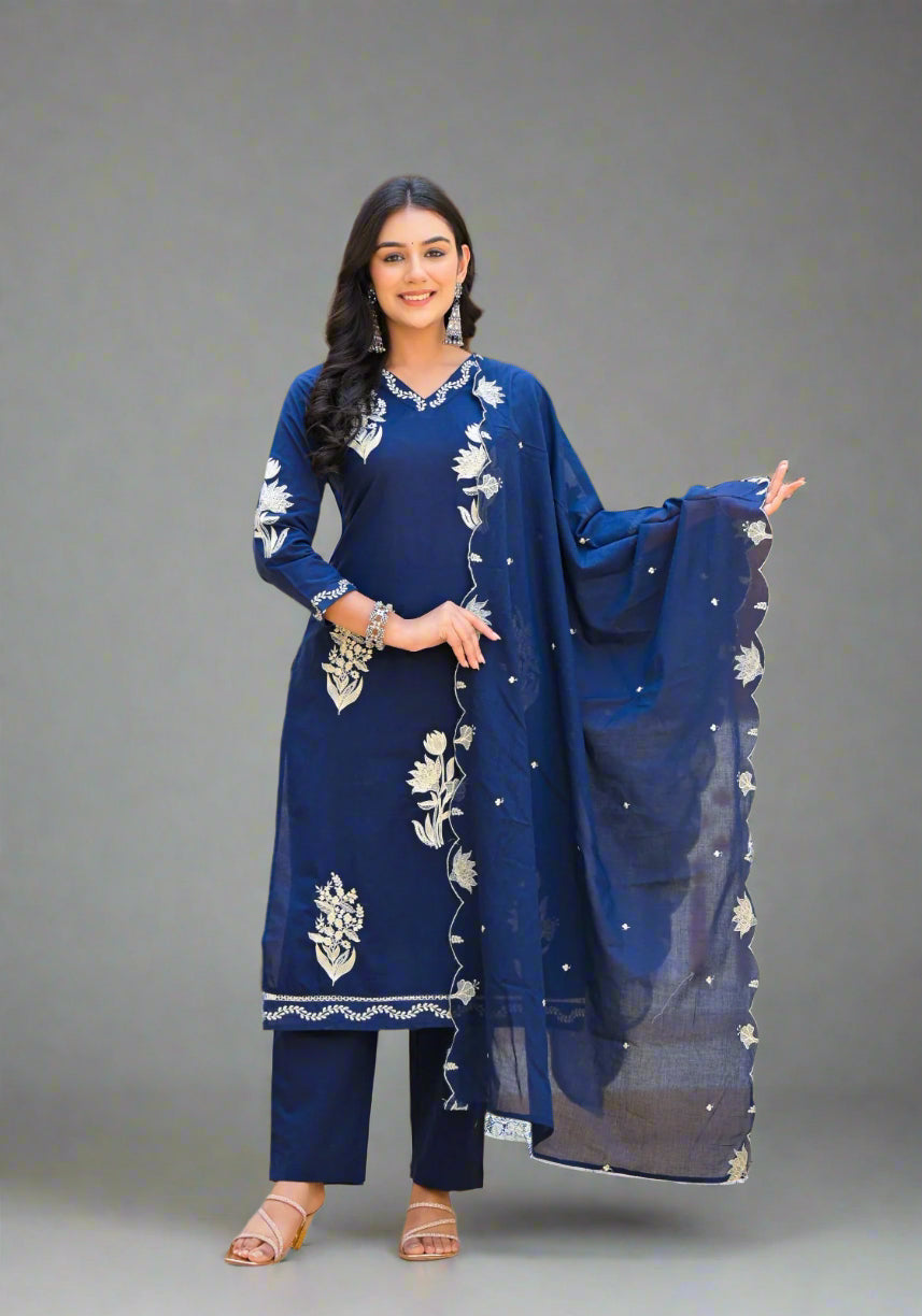 Acine embroidered cotton suit