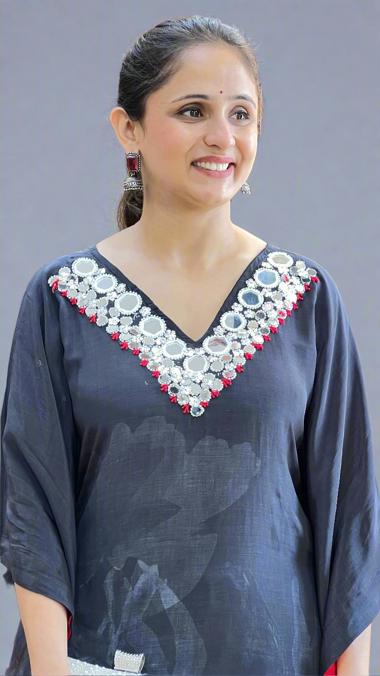 Pure natural crepe kaftan