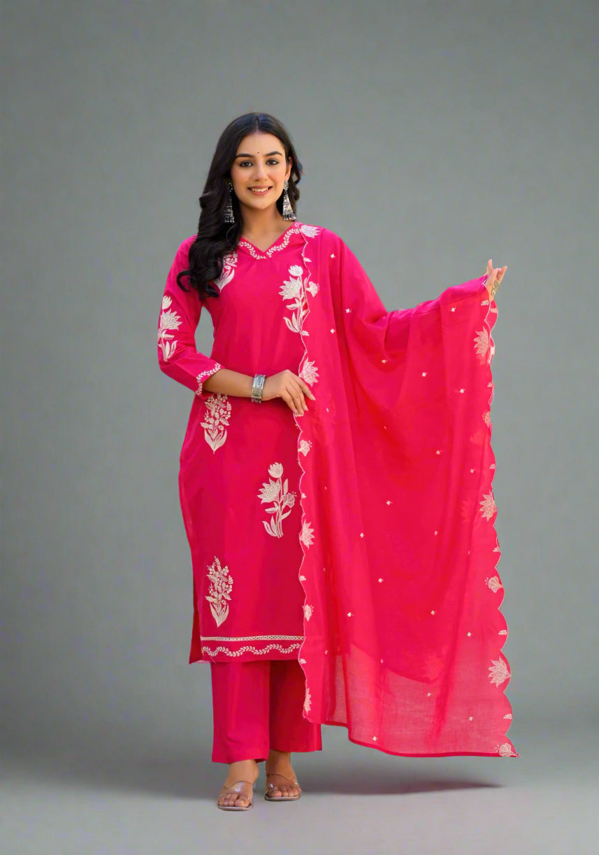 Acine embroidered cotton suit
