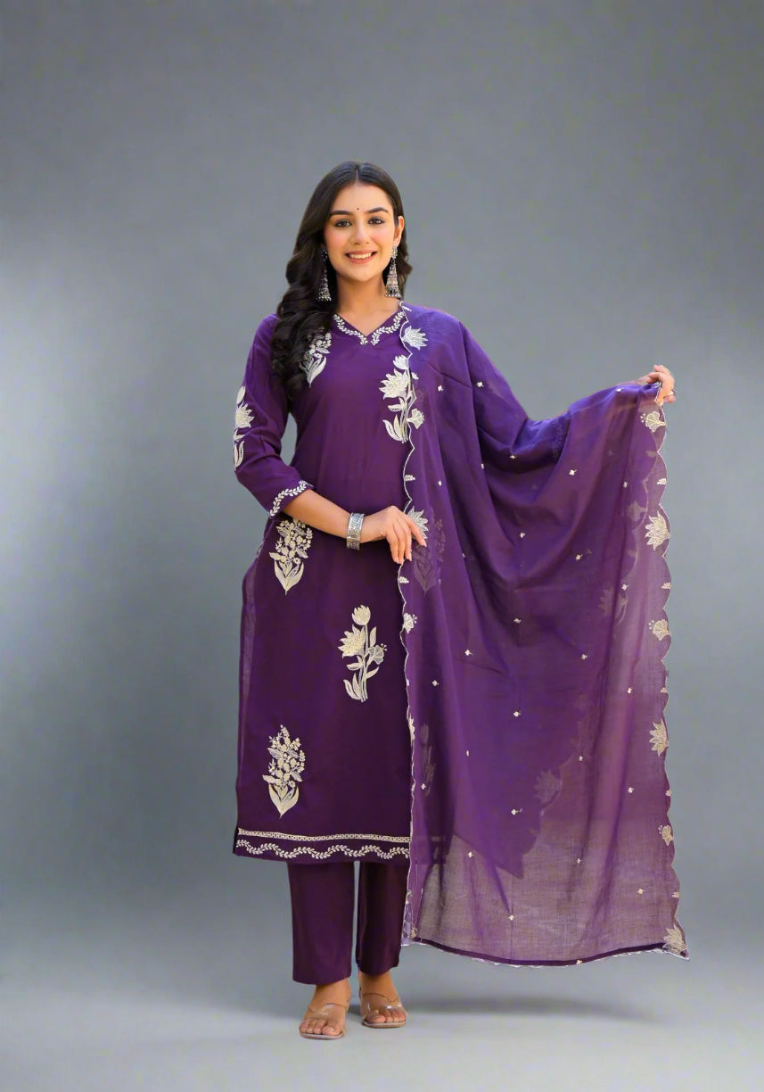 Acine embroidered cotton suit