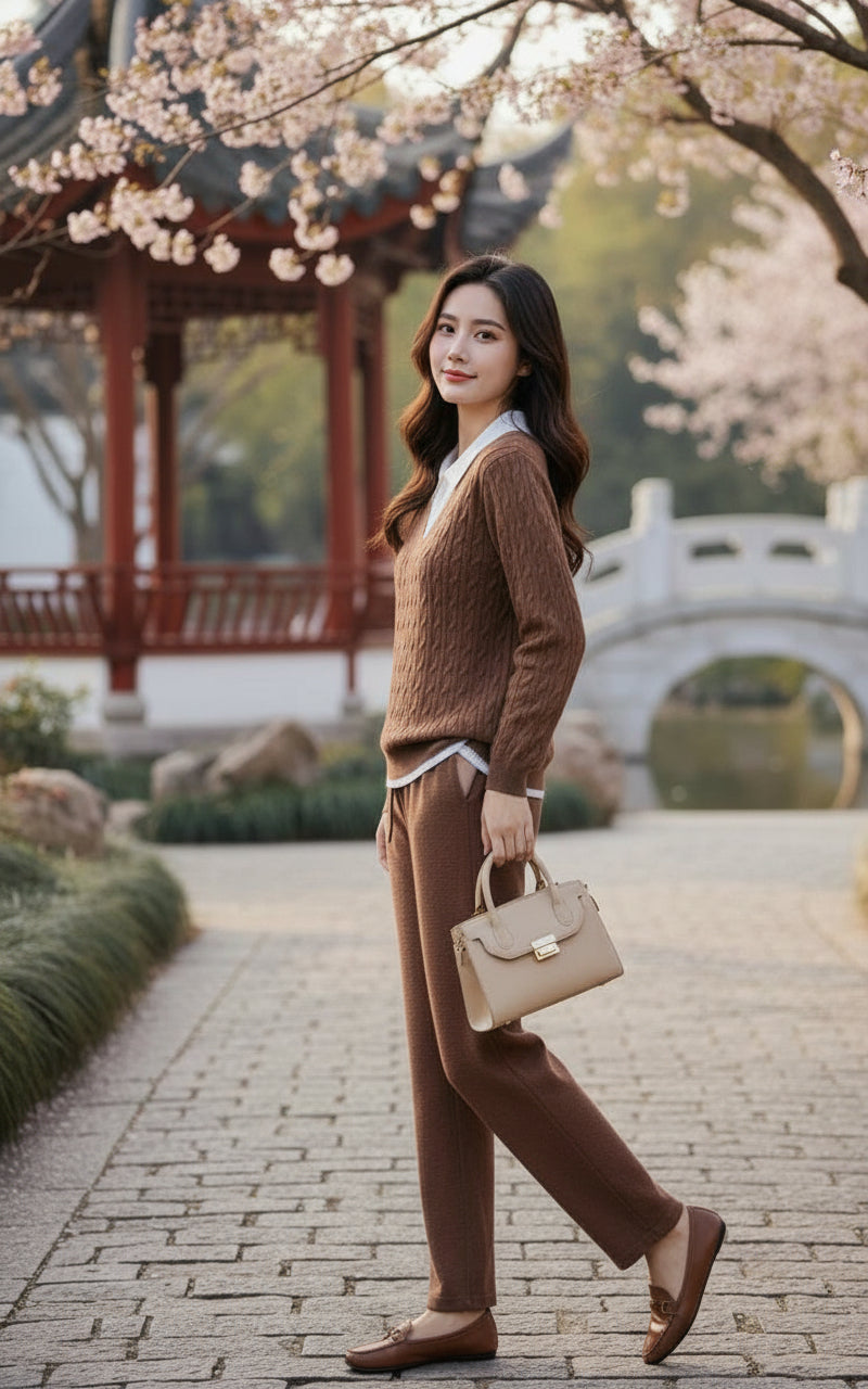 Woolen cord set (shirt style)