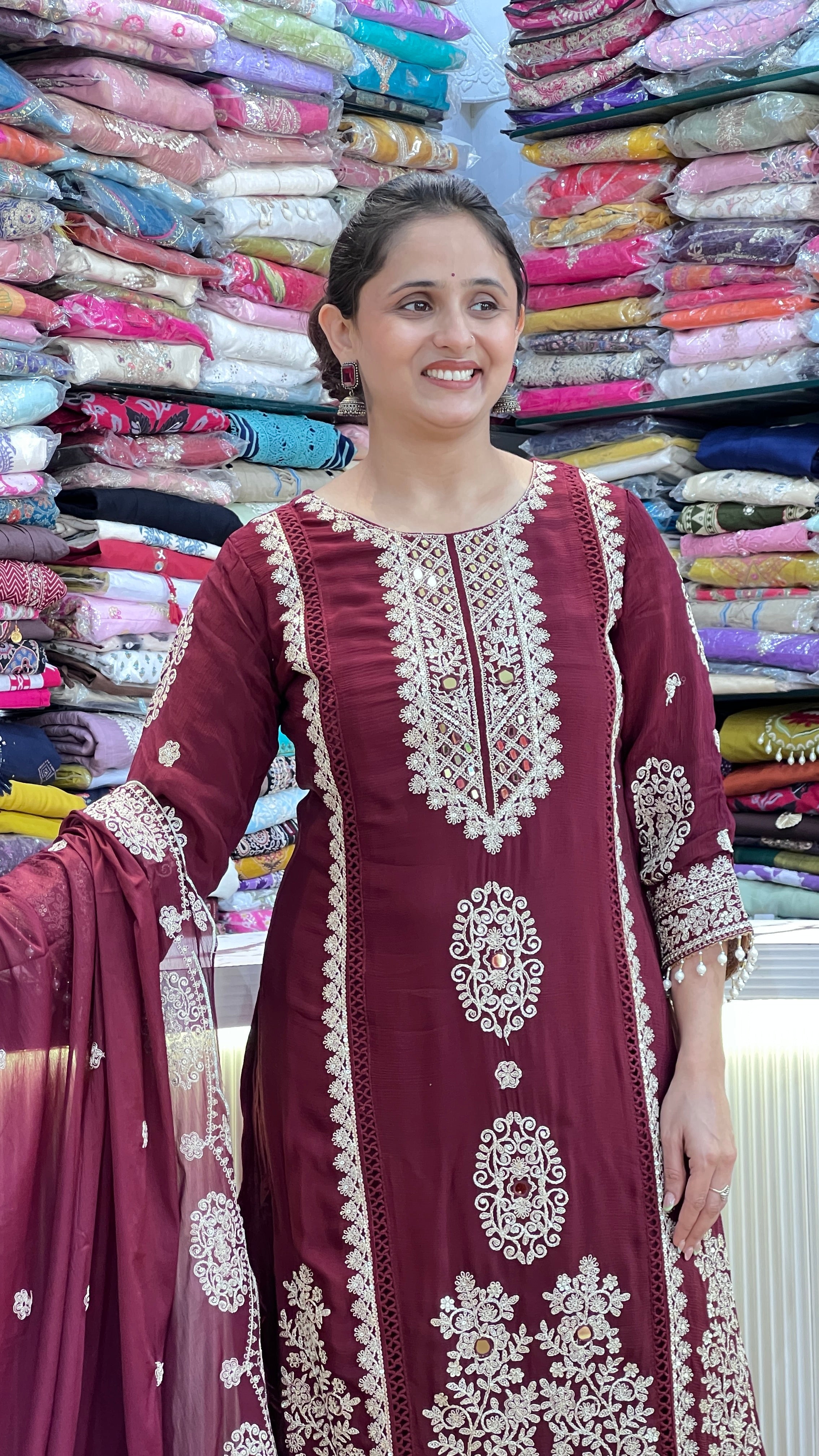 Pure chinon embroidered suit ( tj 29967 )