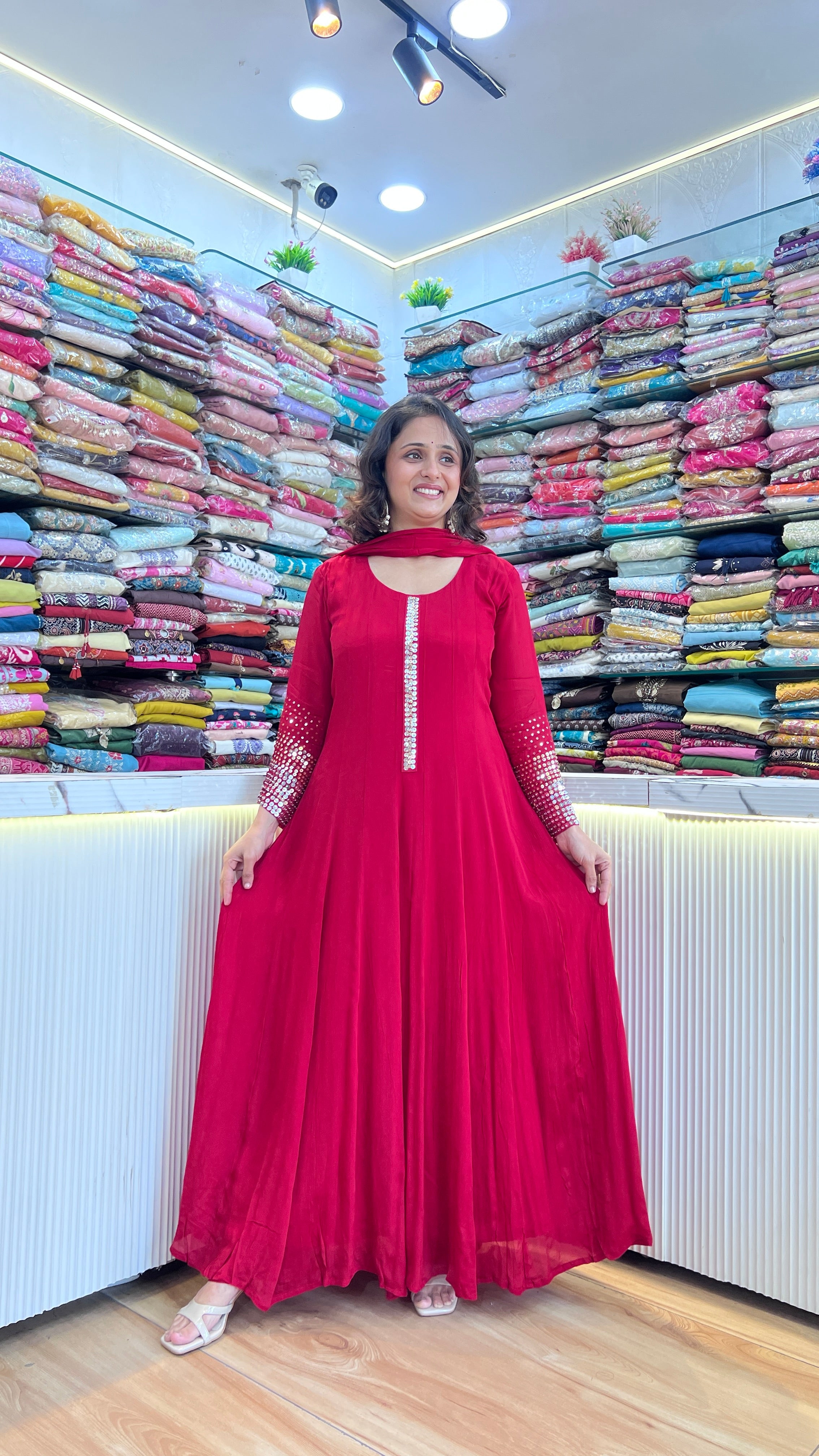 Pure viscose chinon anarkali suit ( si 10467 )