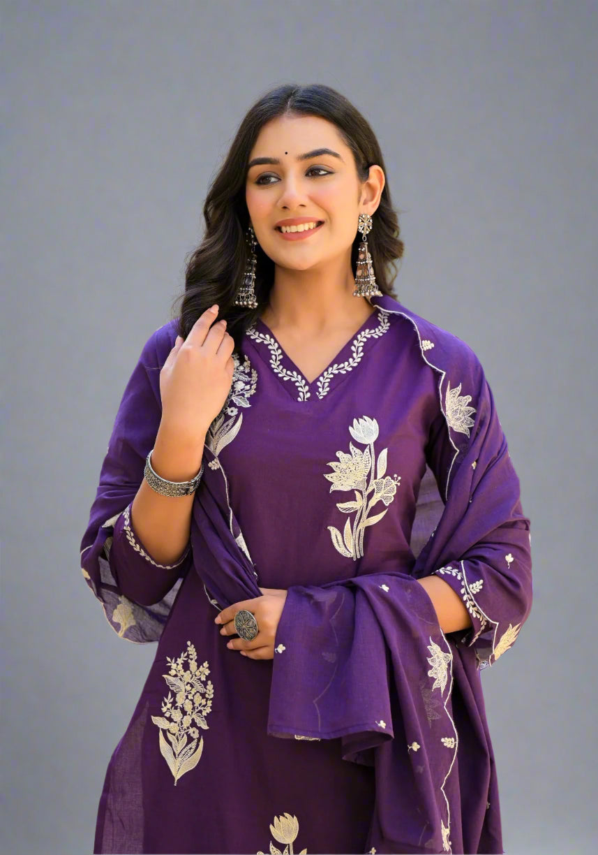 Acine embroidered cotton suit