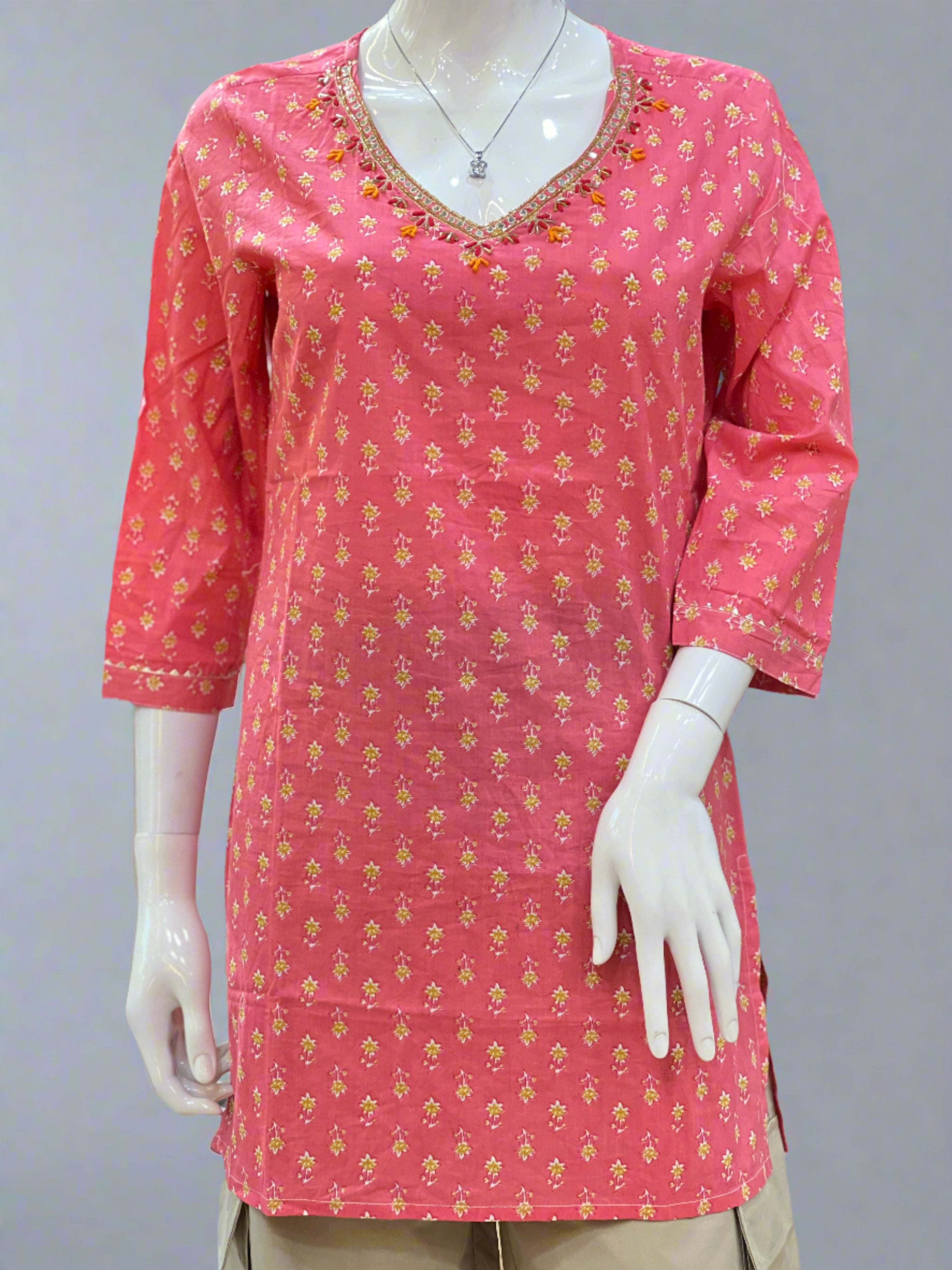Hand embroidered short kurta