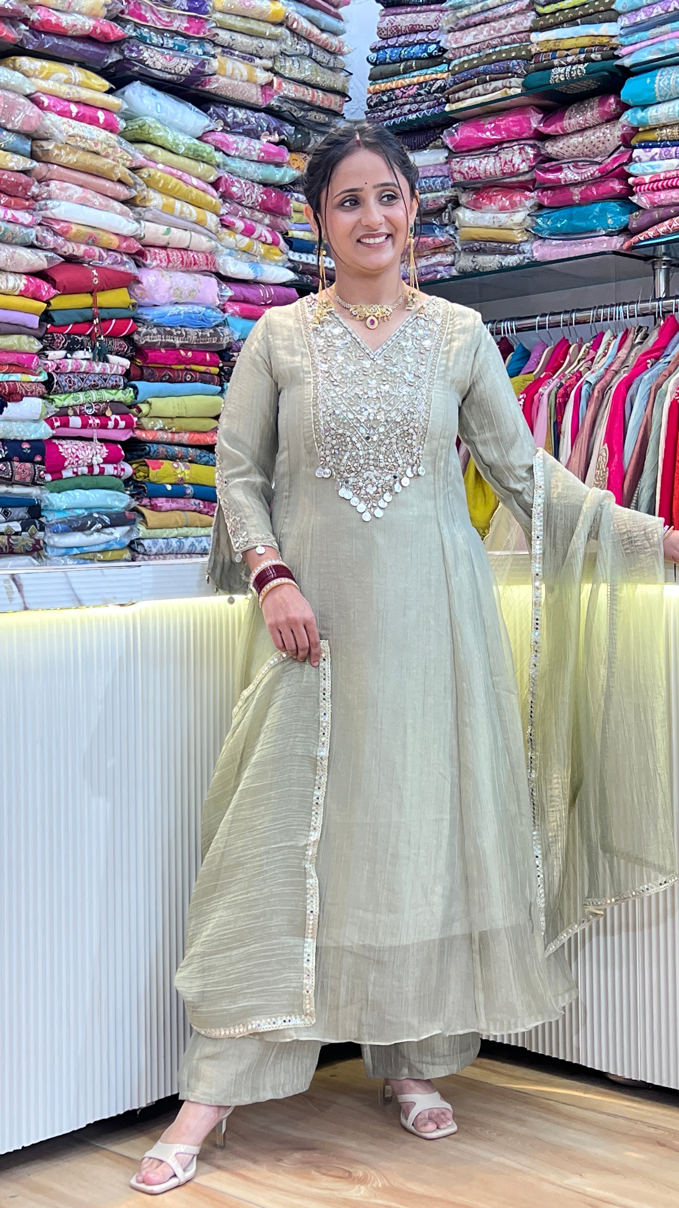 Premium tissue anarkali suit ( tj 32267 )