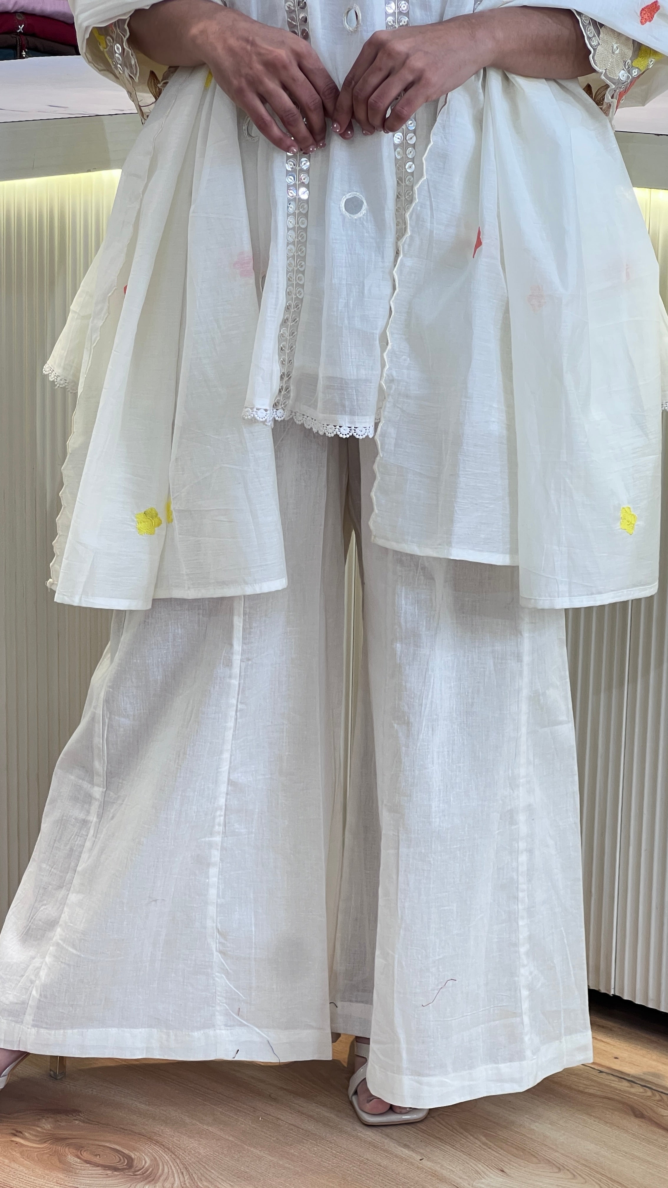 Mul cotton wide plazo suit ( tj