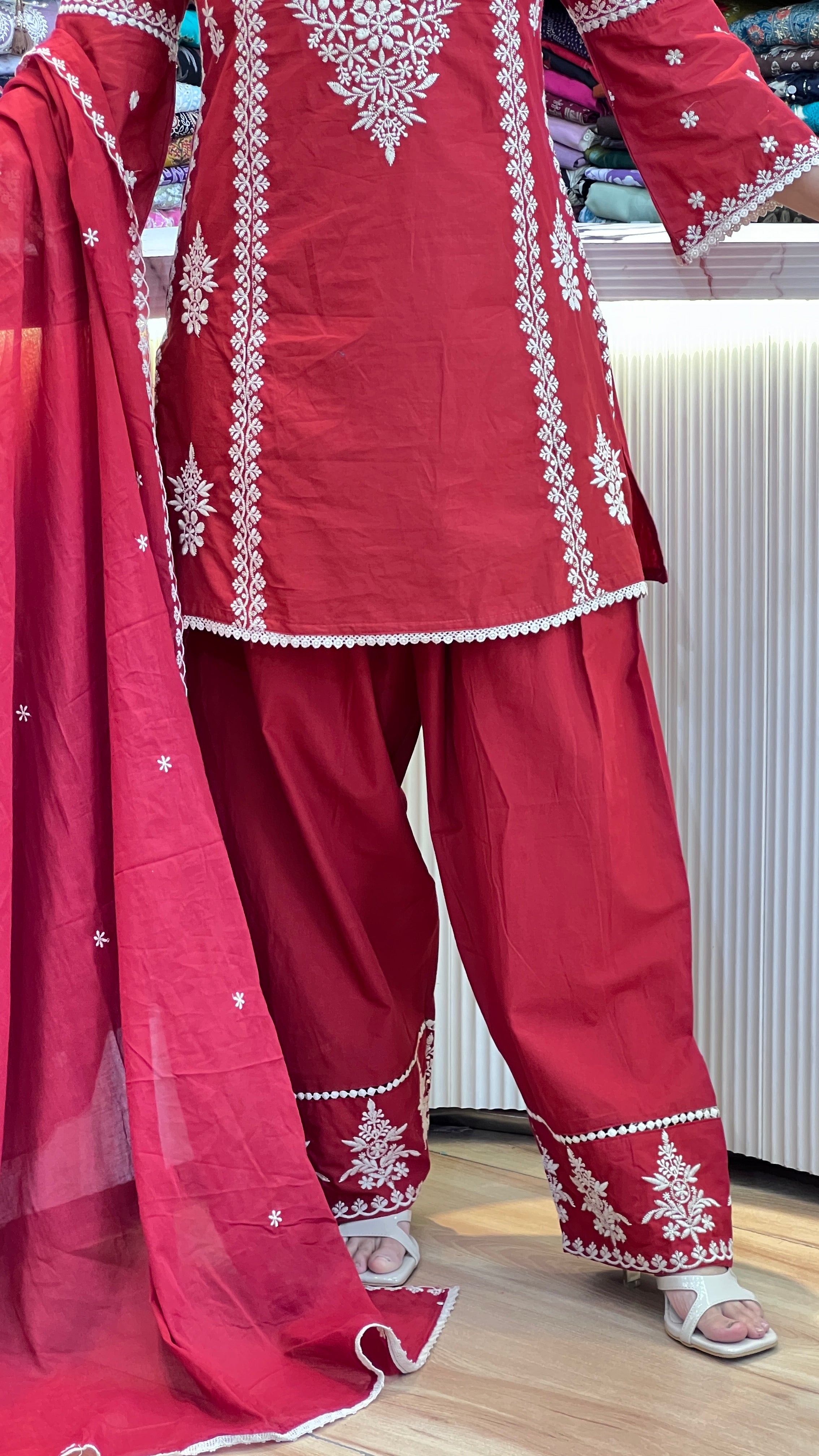 Embroidered cotton farshi suit ( tj 29667 )