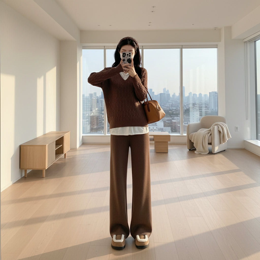 Woolen cord set (shirt style)