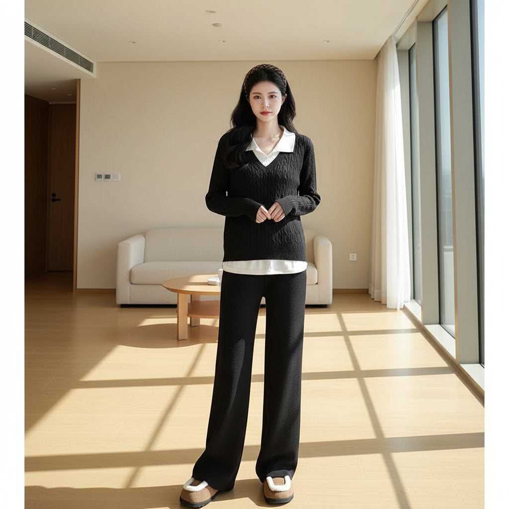 Woolen cord set (shirt style)