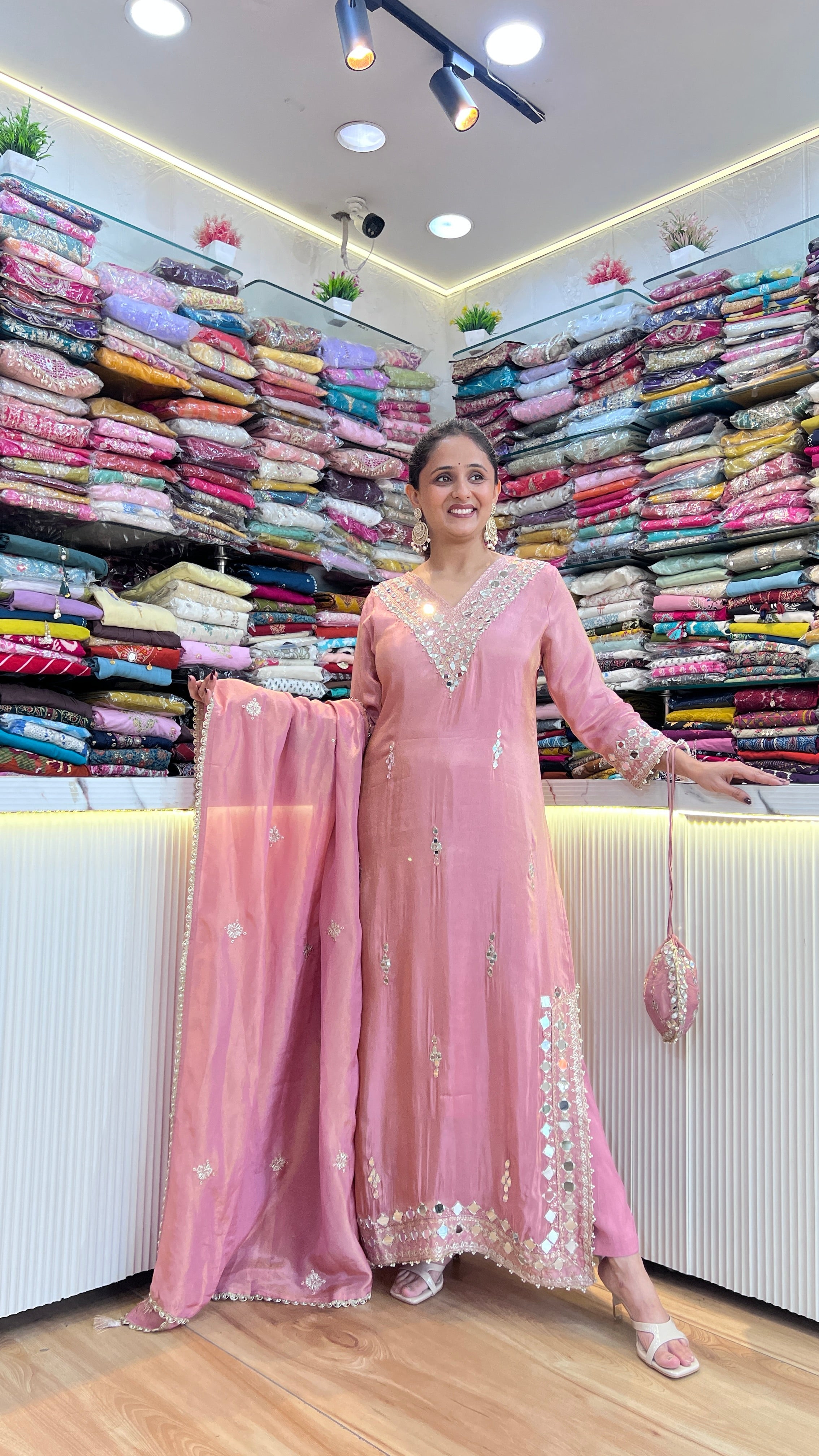 Mirror work long phiran suit ( na 2467 )
