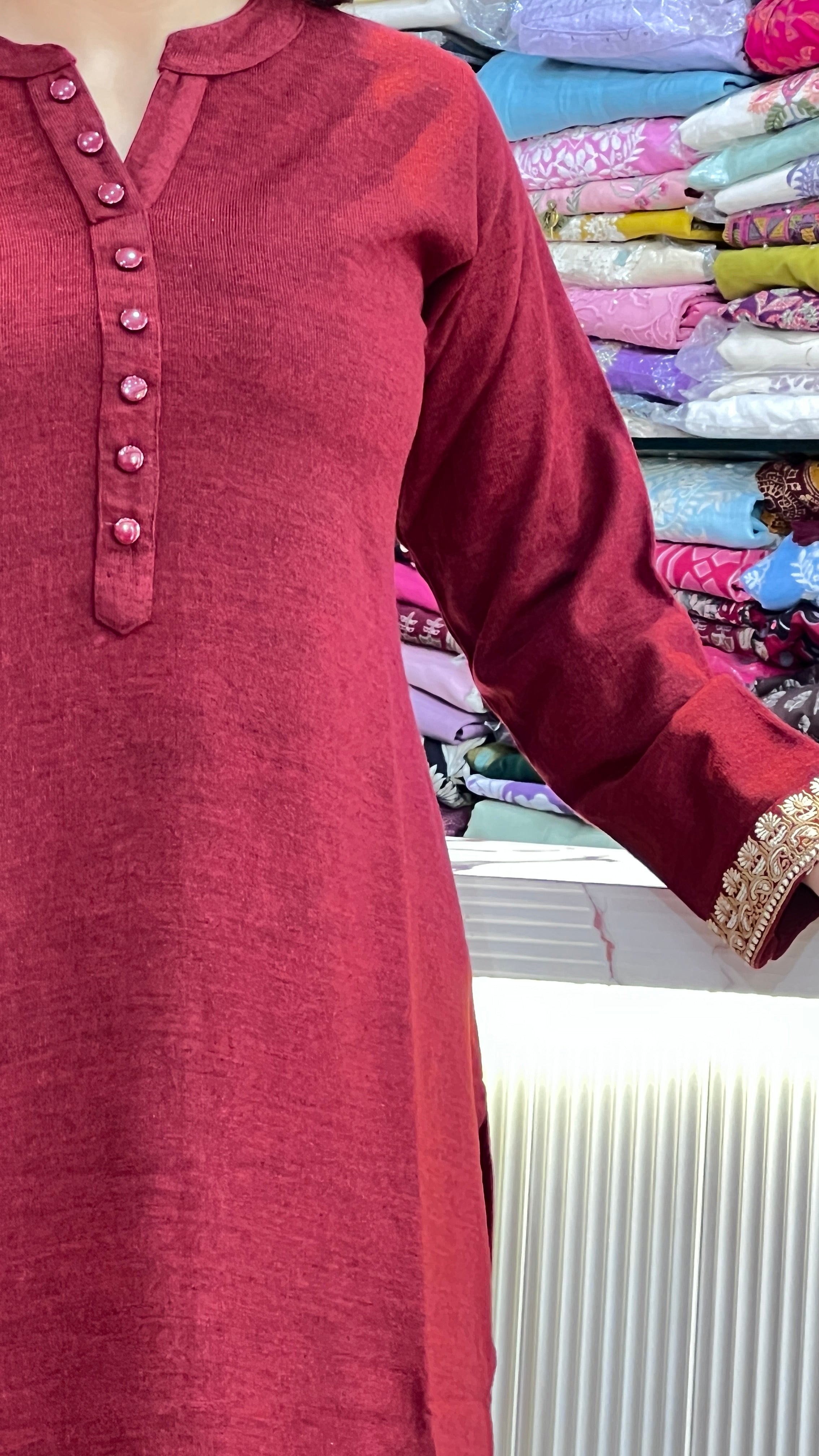 Premium maroon daffodil Woolen Kurta ( miss 776 )