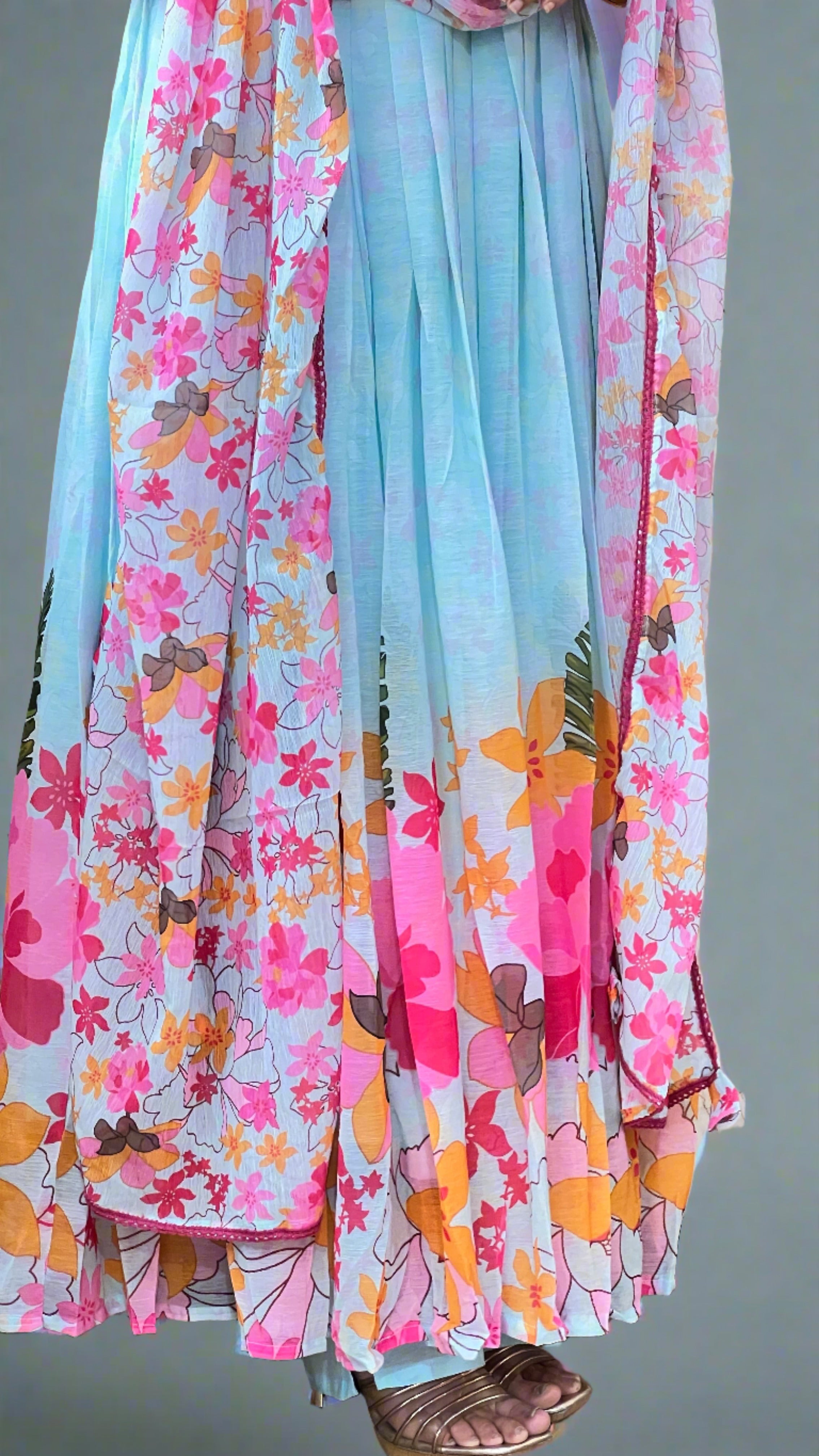 Pure chiffon Anarkali suit